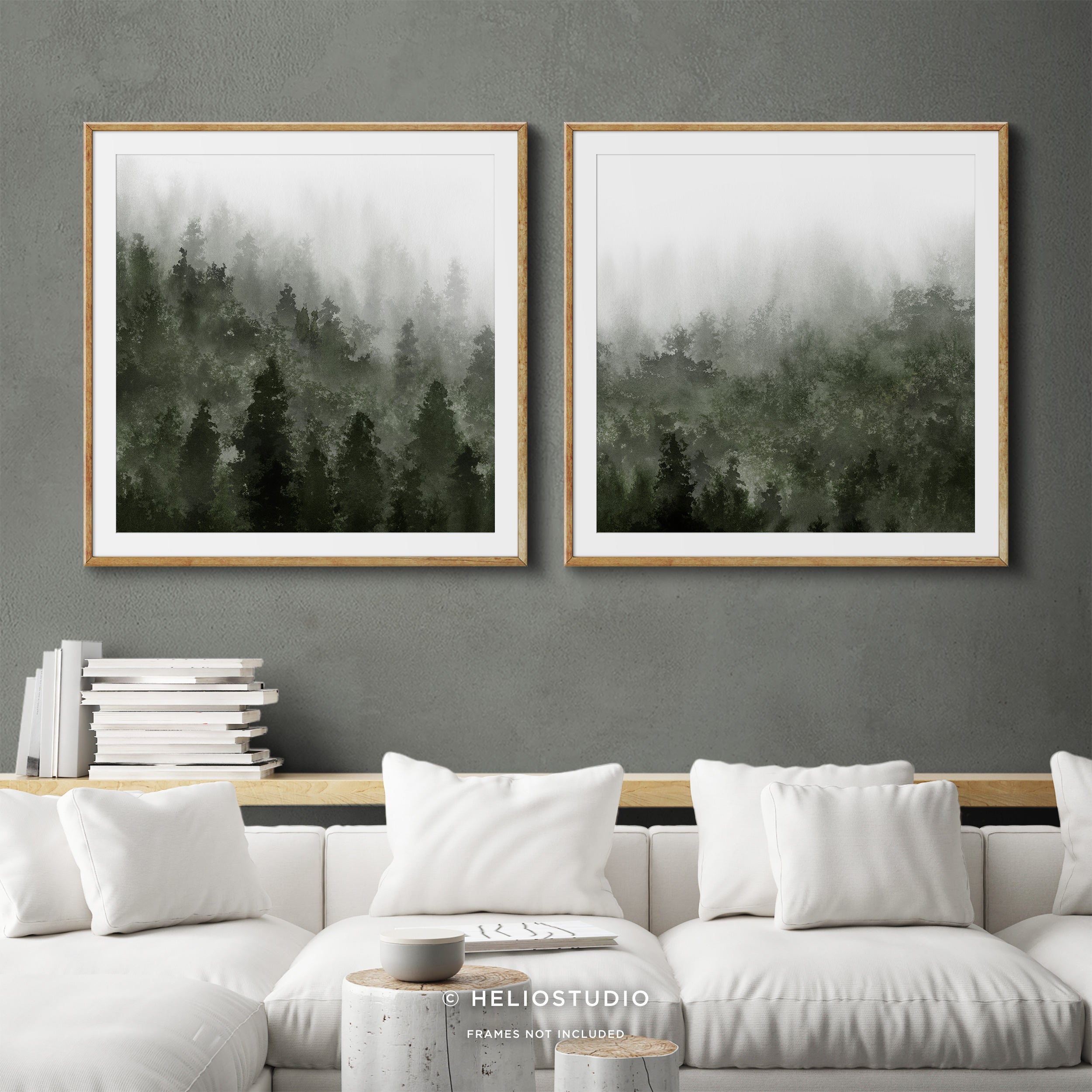 Misty Green Forest – Two Piece Art Print