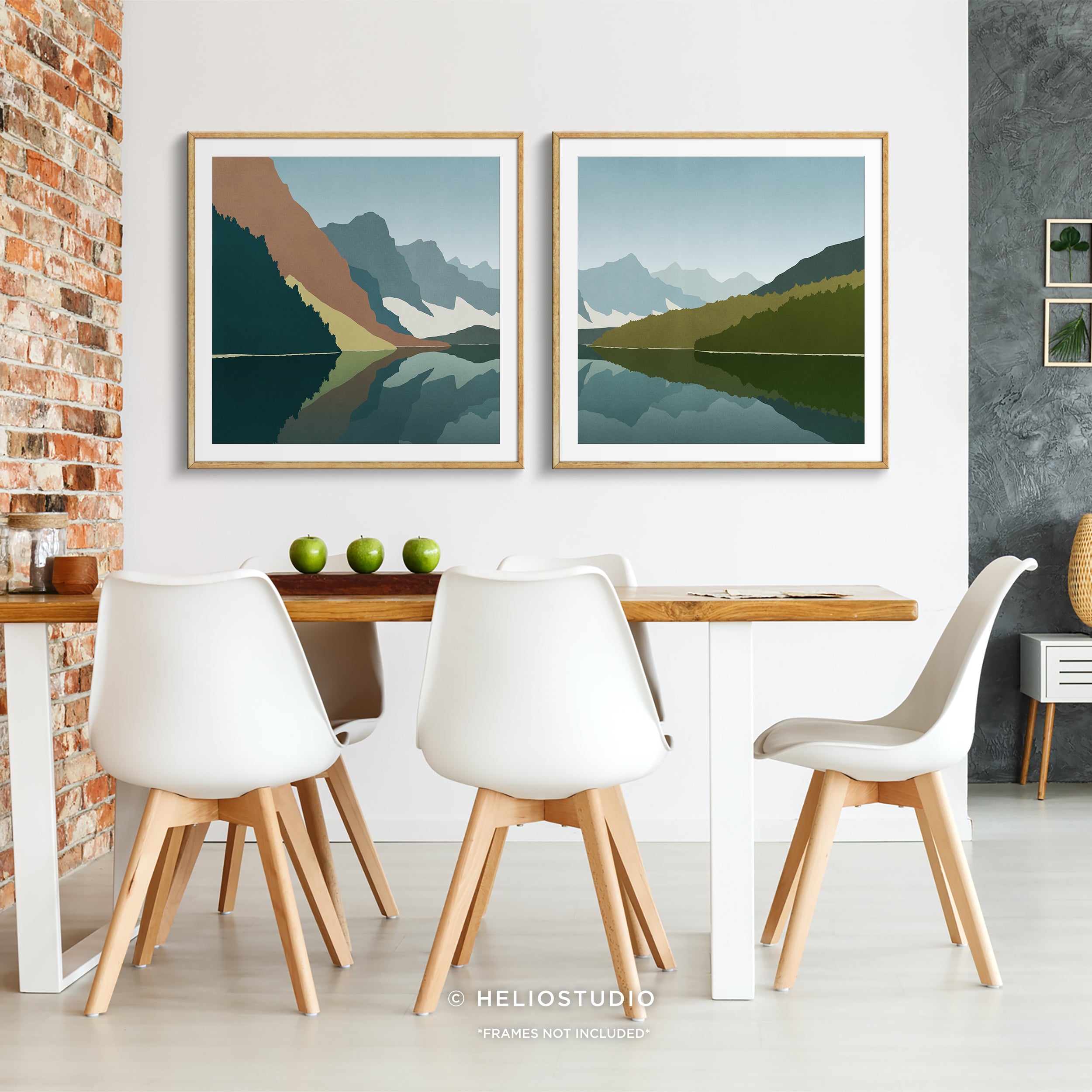 Midcentury Mountain Lake – Two Piece Art Print