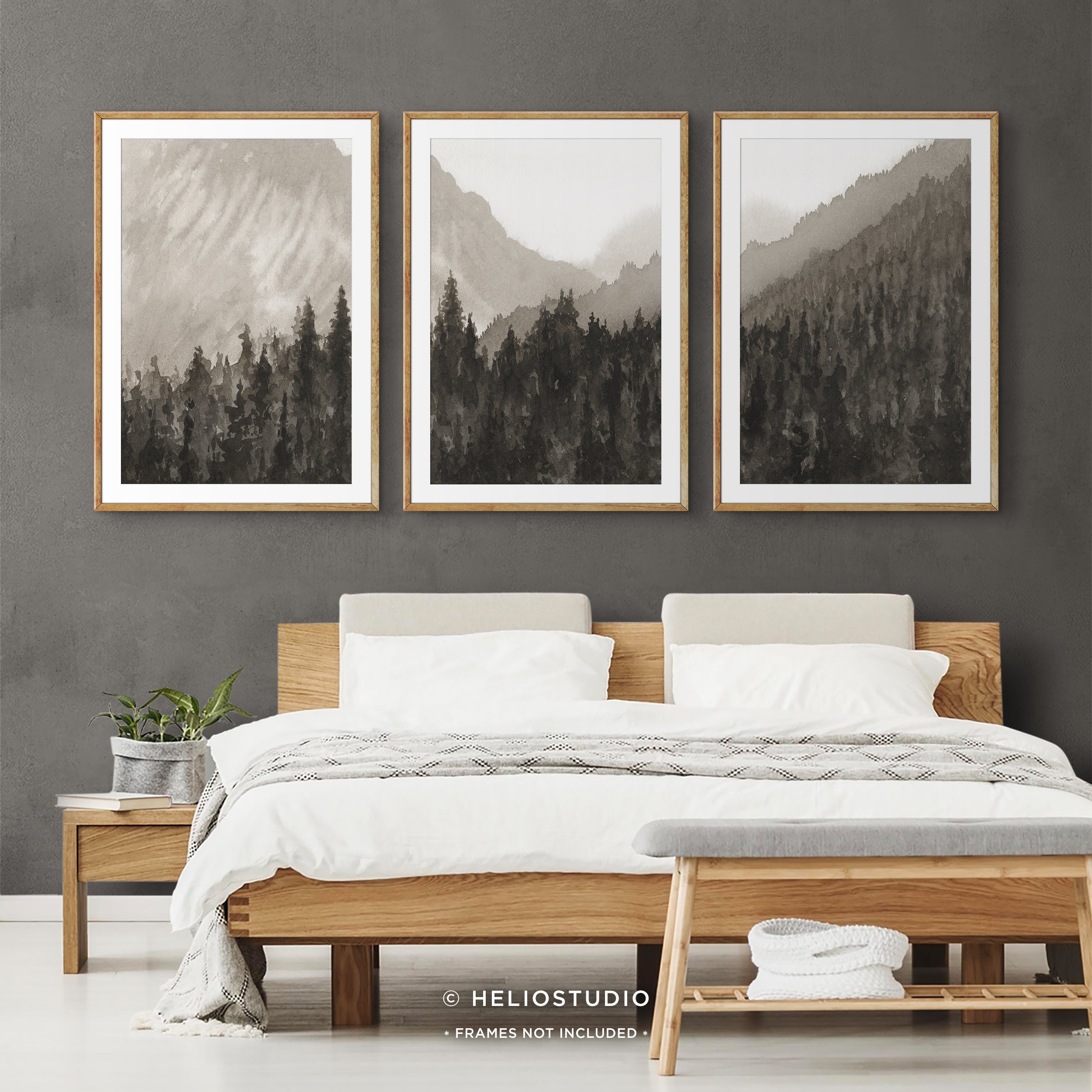 Mountain Forest in Brown – Three Piece Art Print