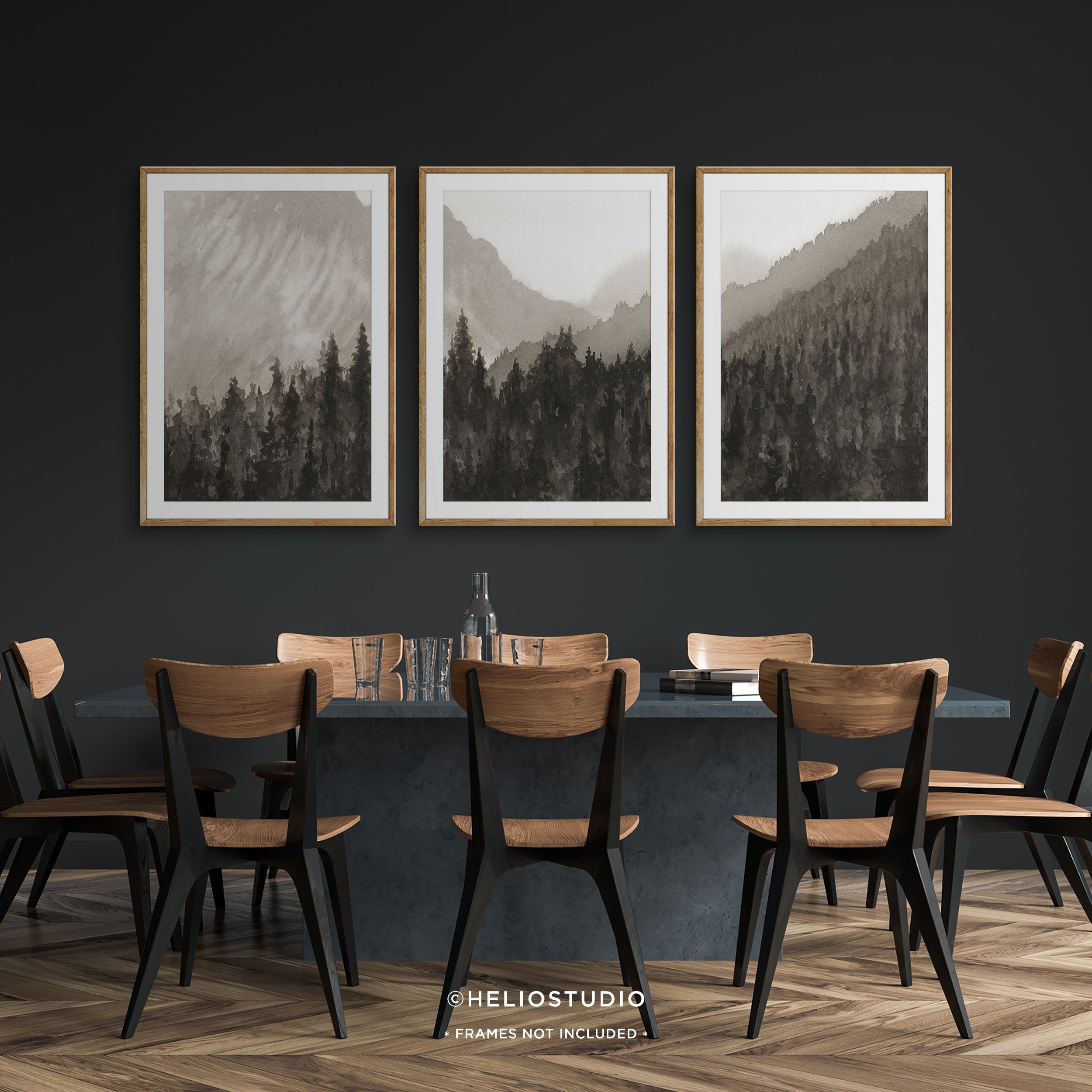 Mountain Forest in Brown – Three Piece Art Print