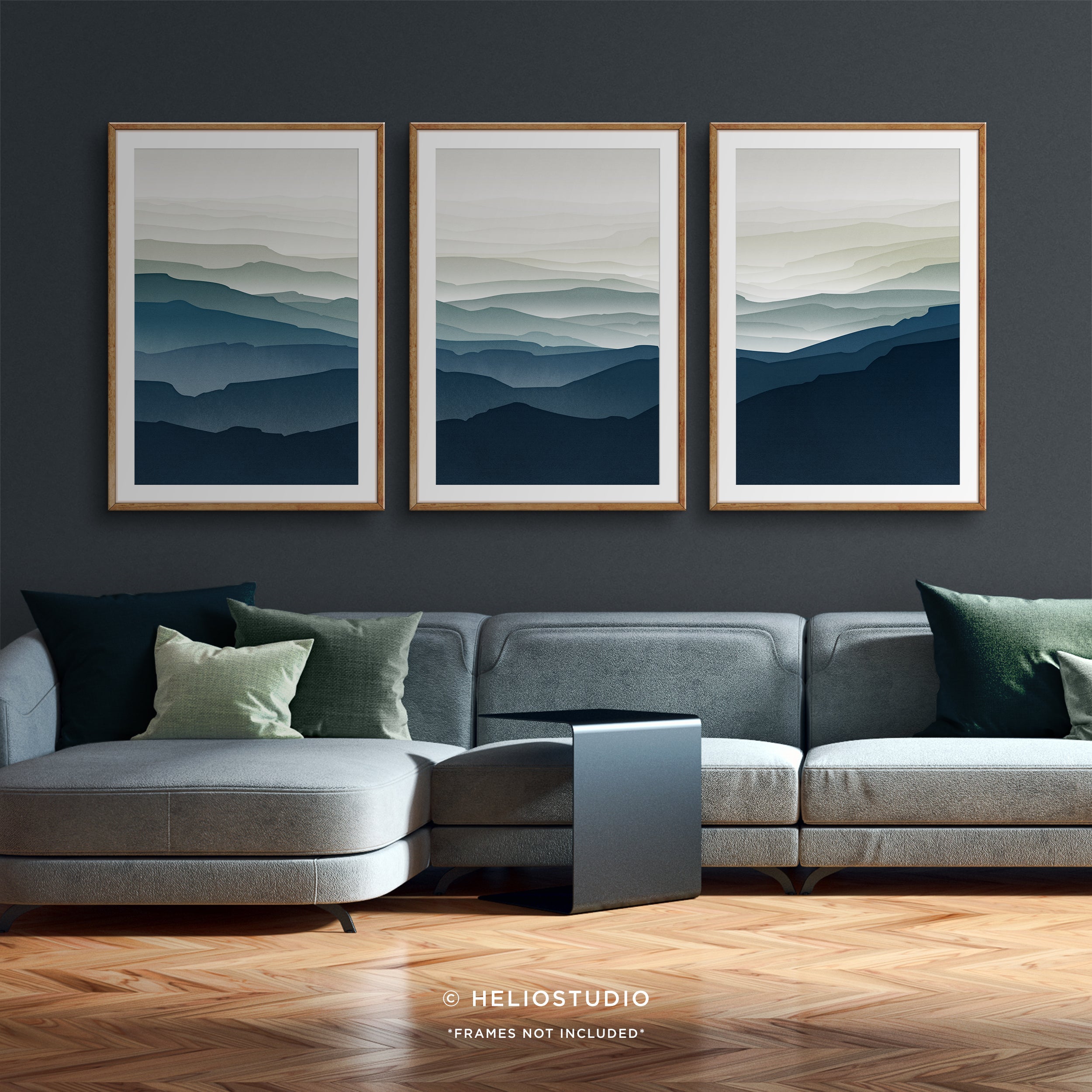 MidCentury Blue Mountain – Three Piece Art Print