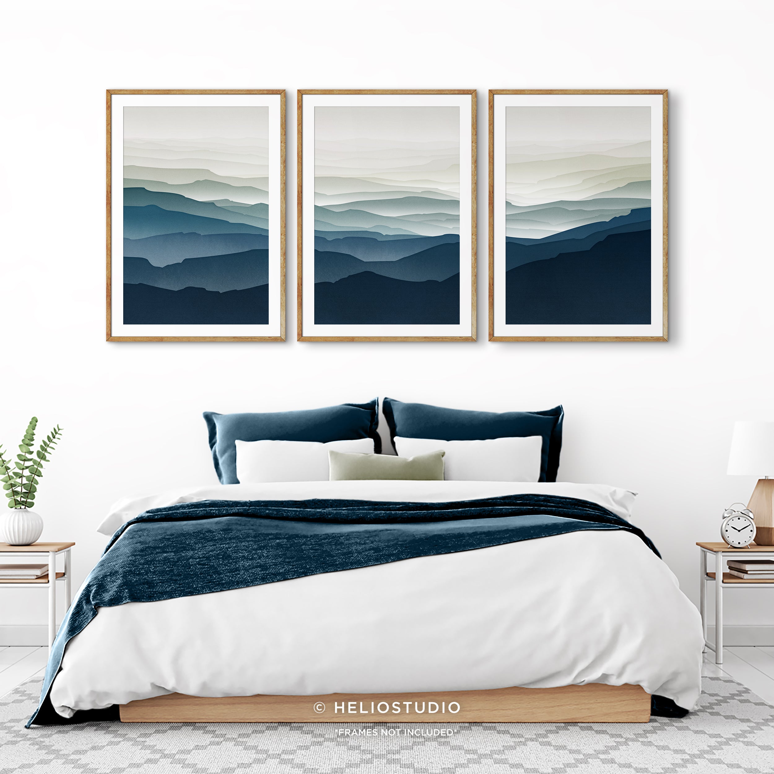 MidCentury Blue Mountain – Three Piece Art Print