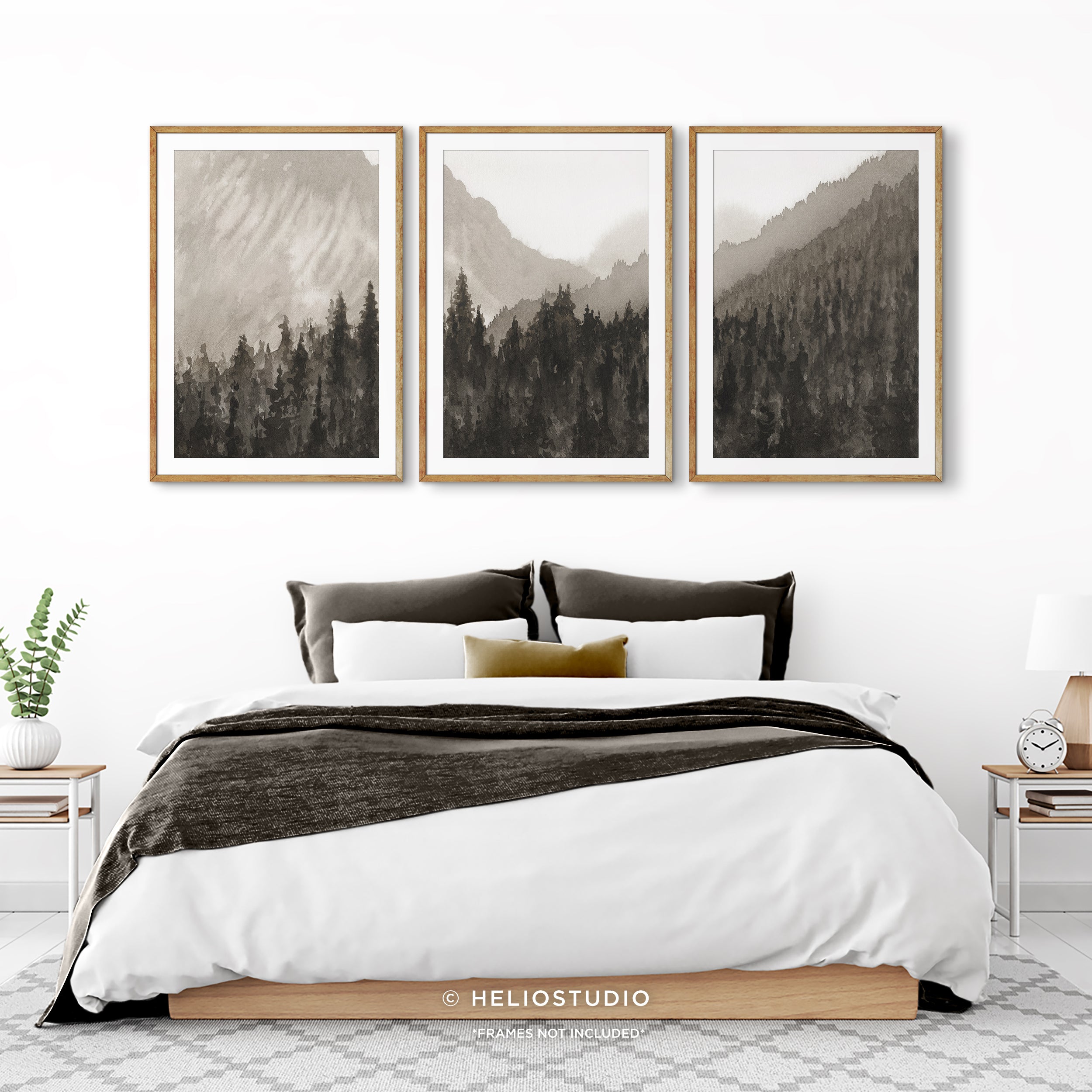 Mountain Forest in Brown – Three Piece Art Print
