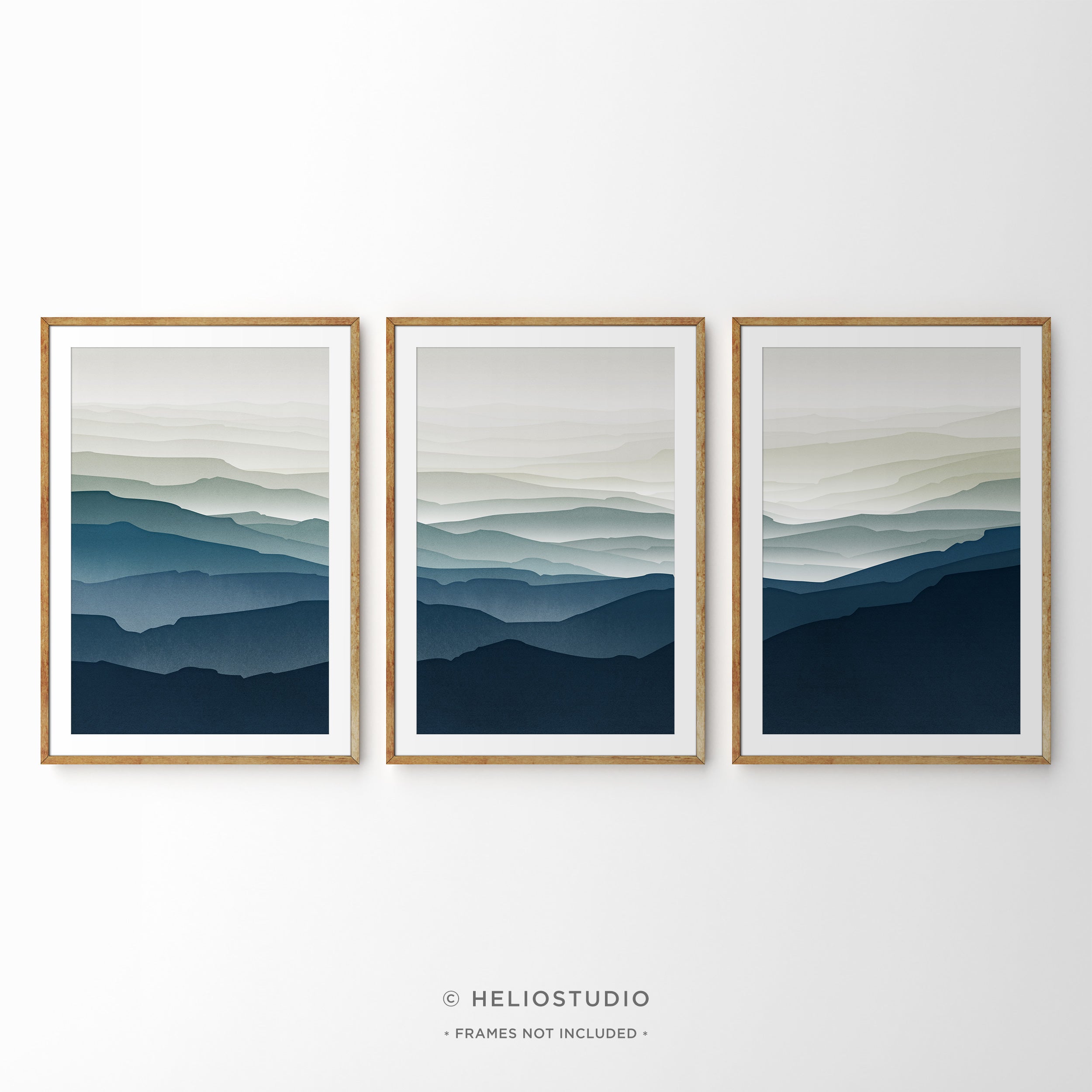 MidCentury Blue Mountain – Three Piece Art Print