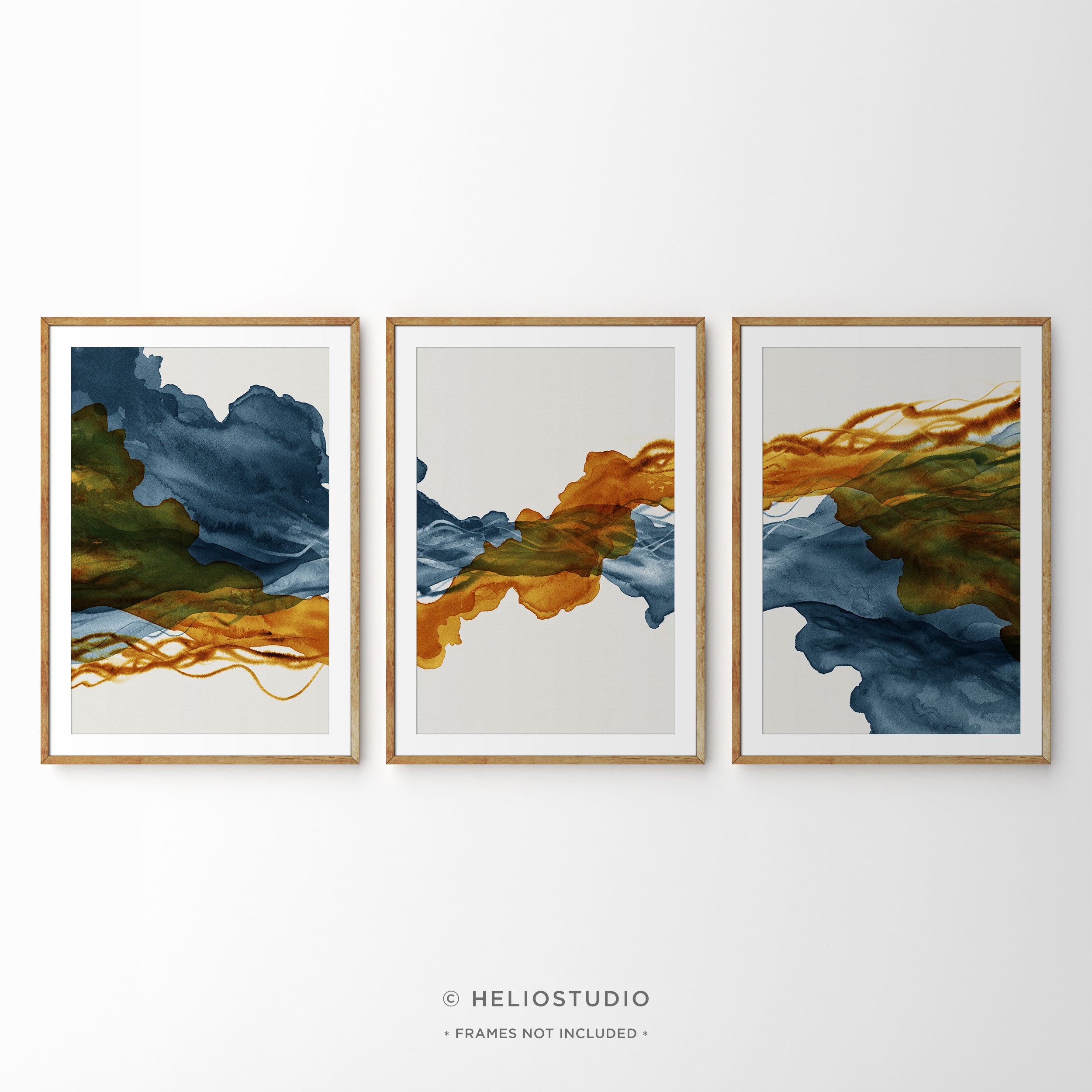 Blue Rust Abstract Flow – Three Piece Wall Art