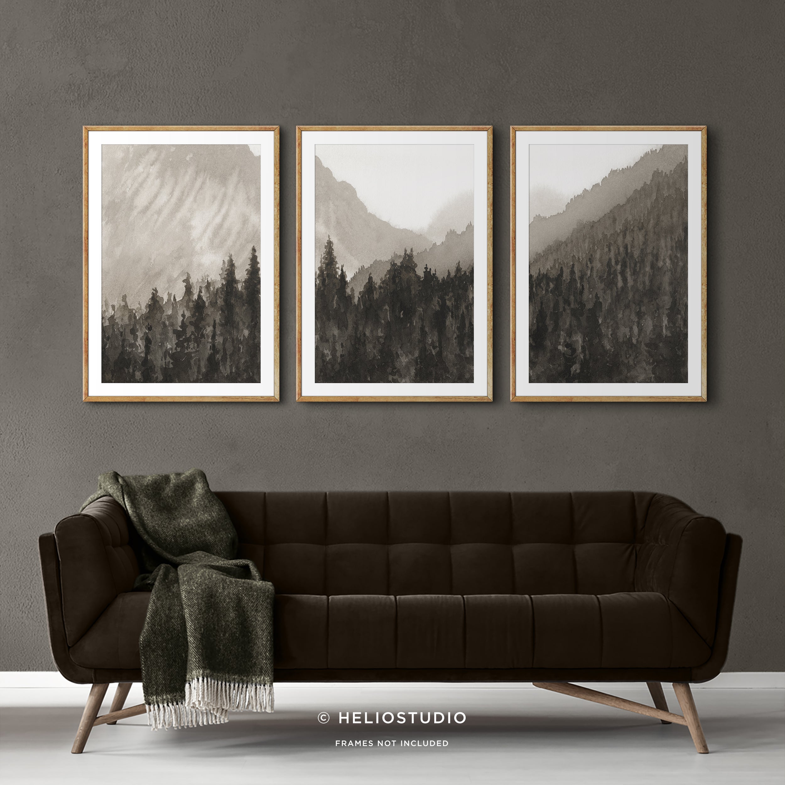 Mountain Forest in Brown – Three Piece Art Print