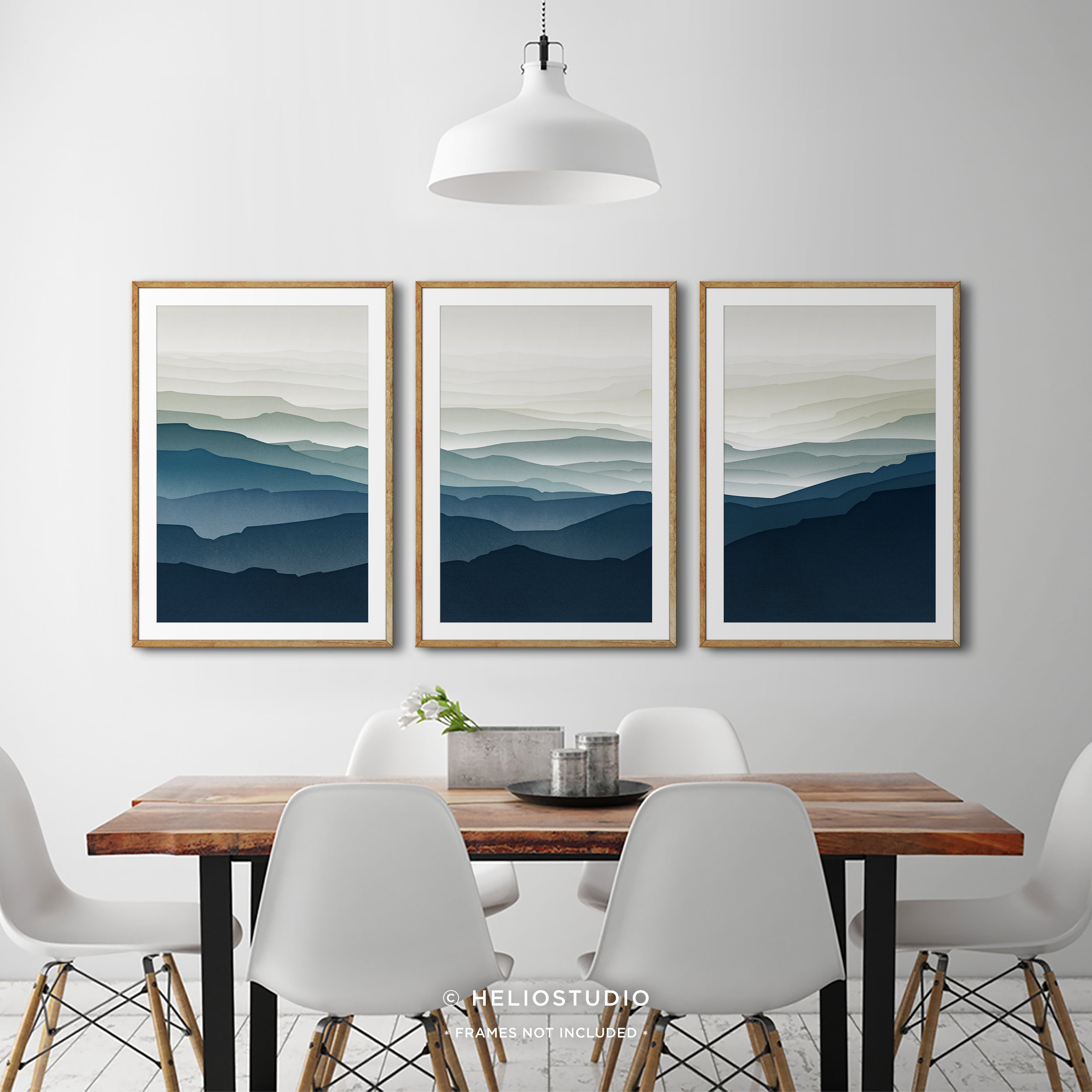 MidCentury Blue Mountain – Three Piece Art Print