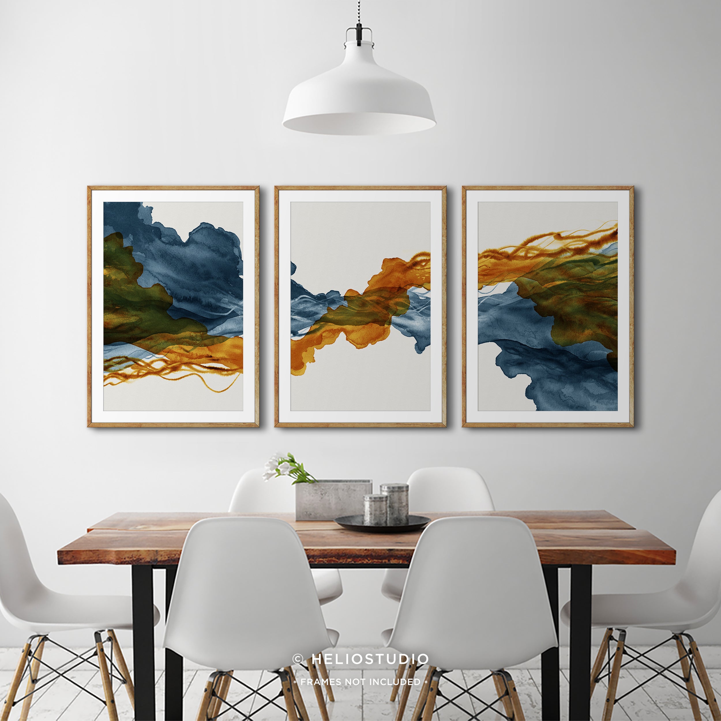 Blue Rust Abstract Flow – Three Piece Wall Art
