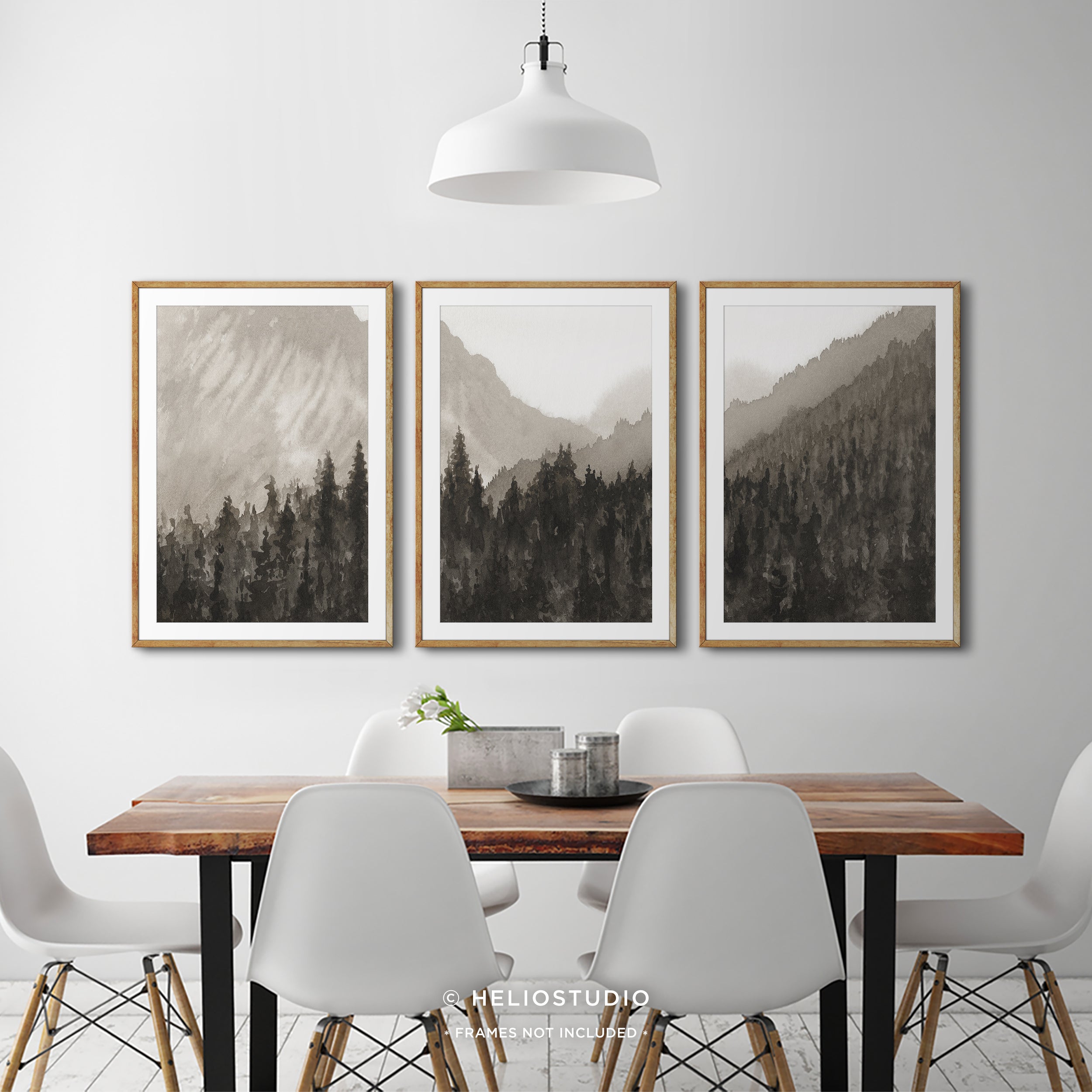Mountain Forest in Brown – Three Piece Art Print