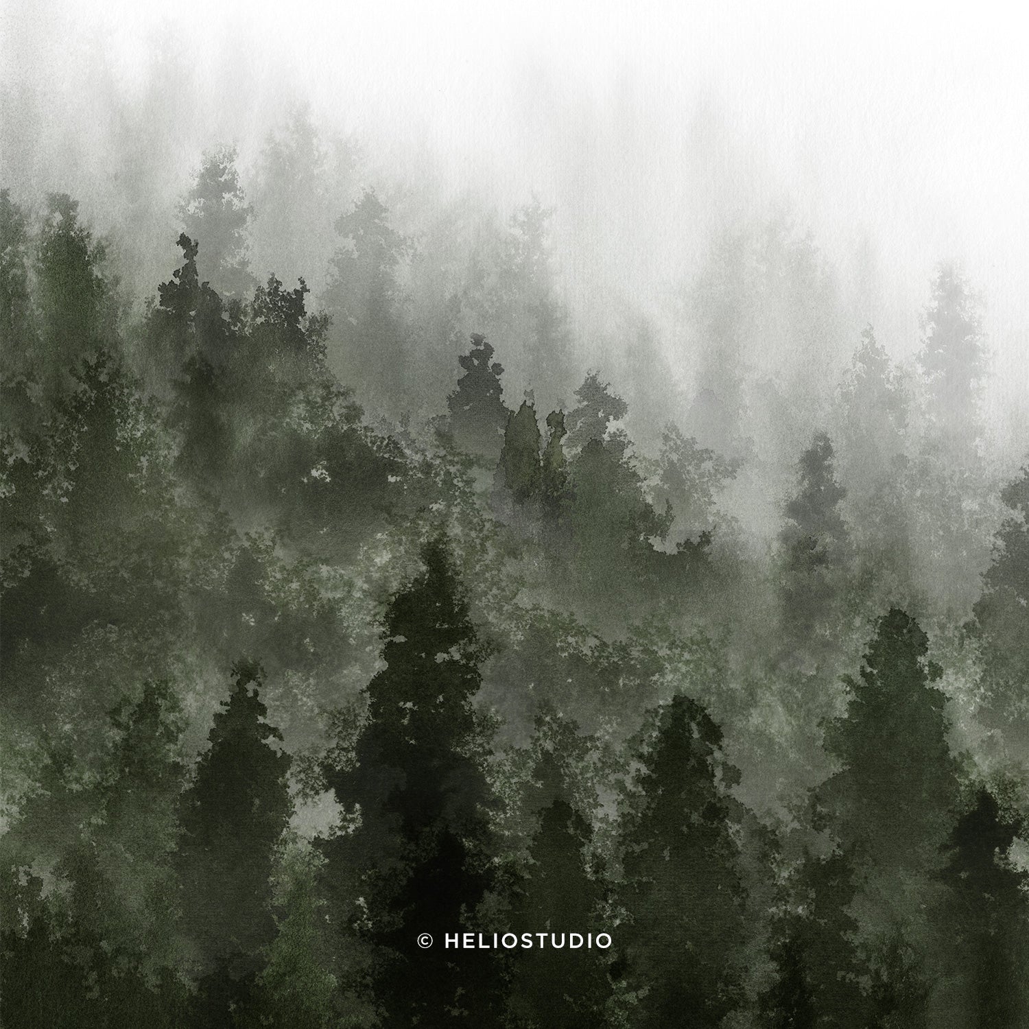 Misty Green Forest – Panoramic Art Print