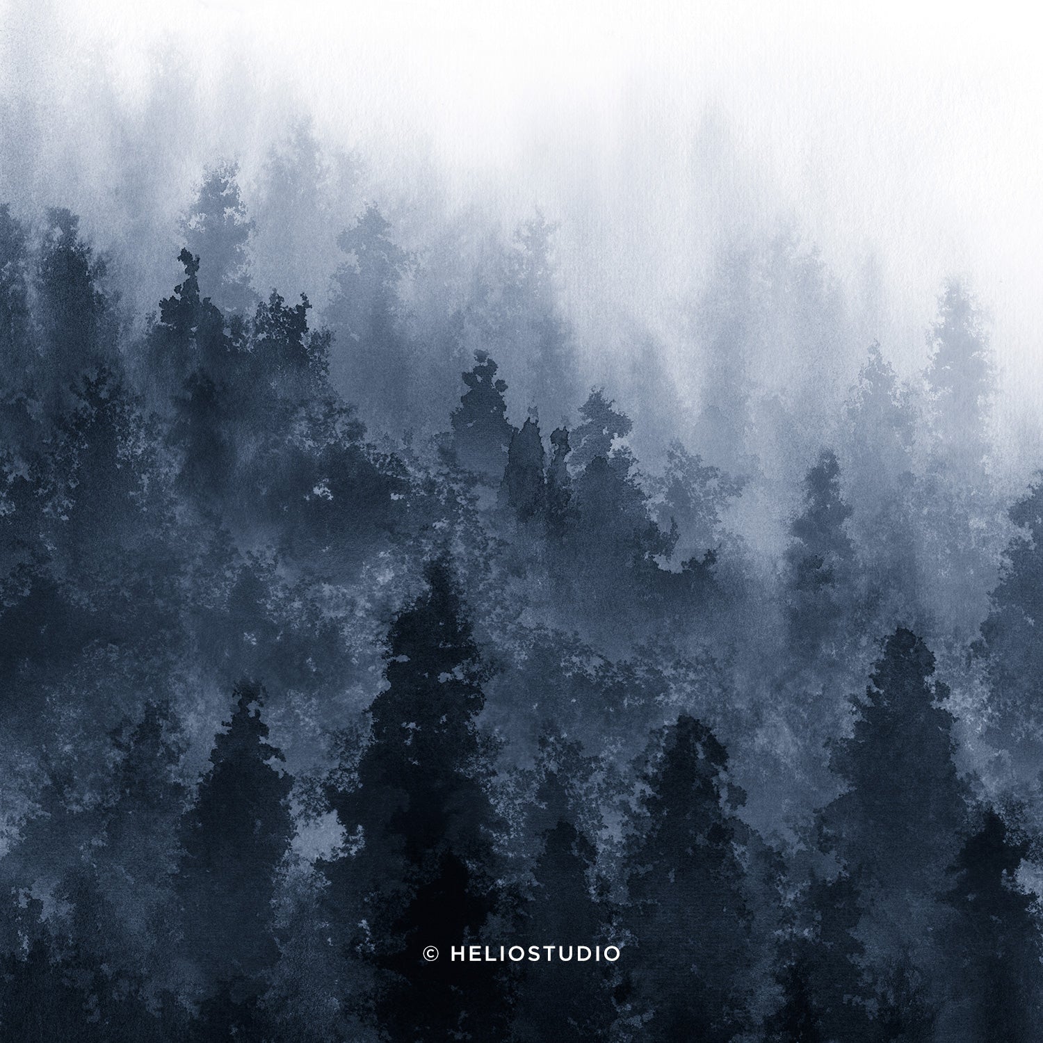 Misty Blue Forest – Panoramic Art Print