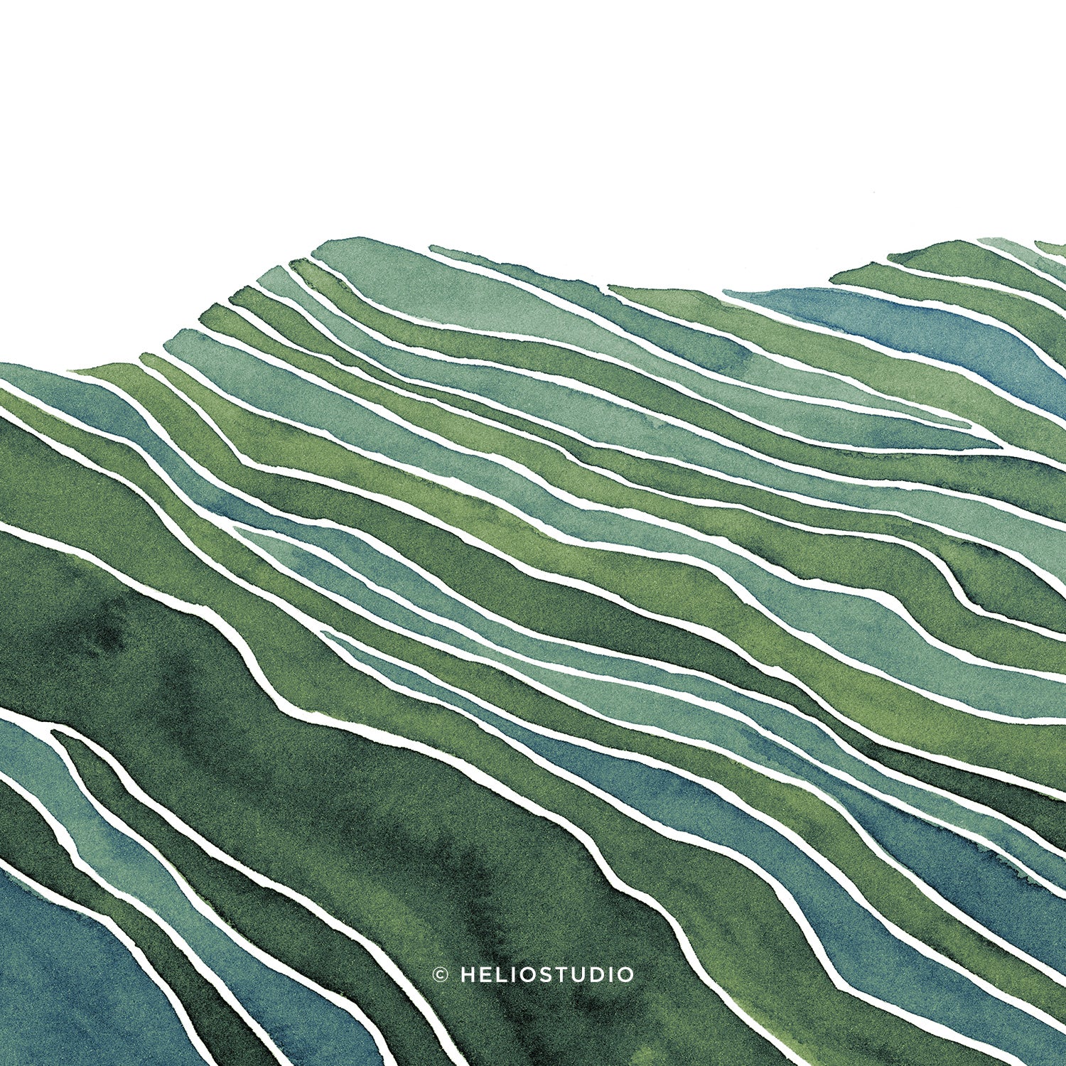 Midcentury Green Mountain Valley – Panoramic Art Print