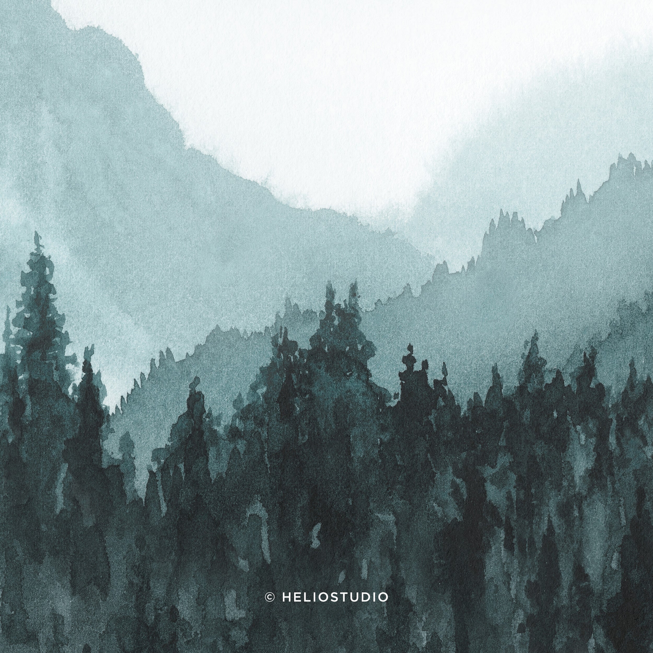 Mountain Forest in Blue – Art Print