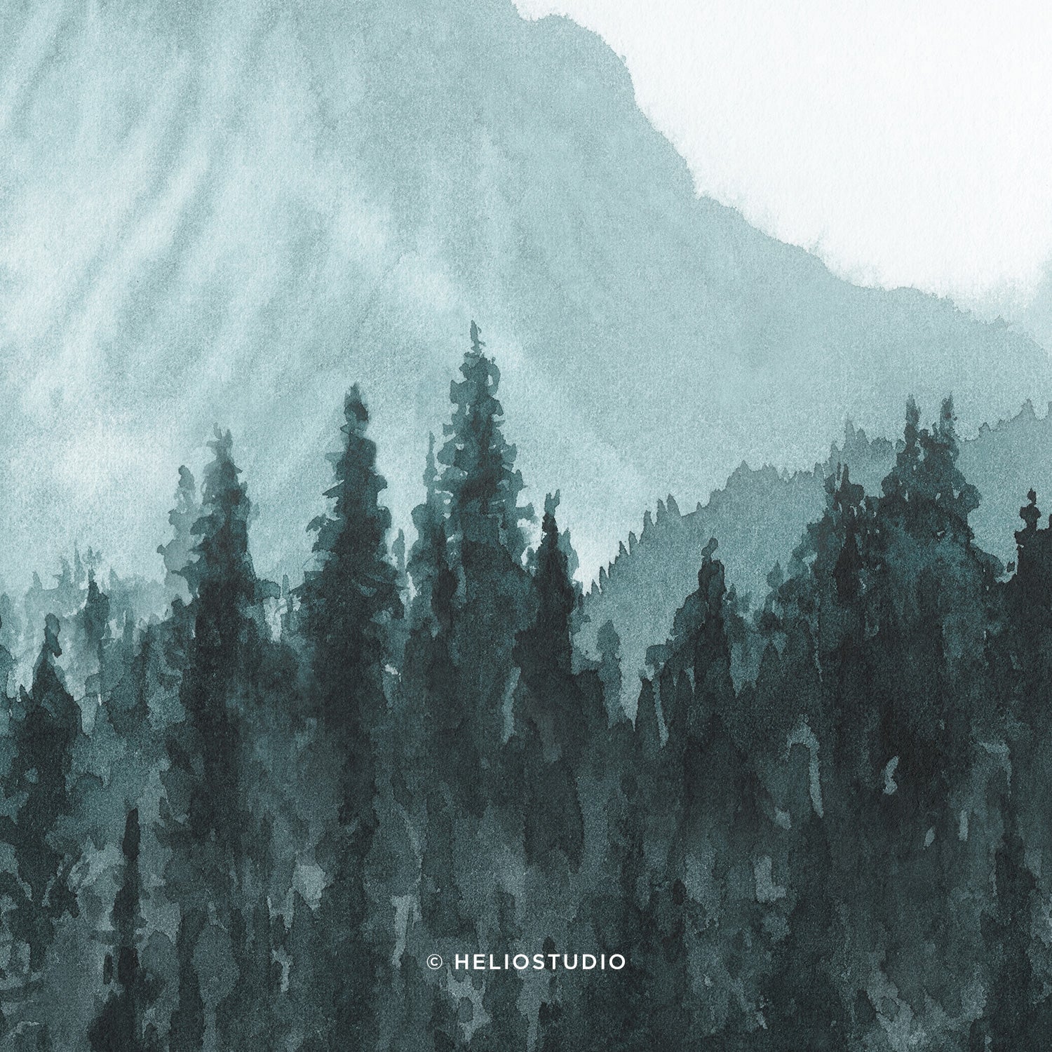 Mountain Forest in Blue – Panoramic Art Print