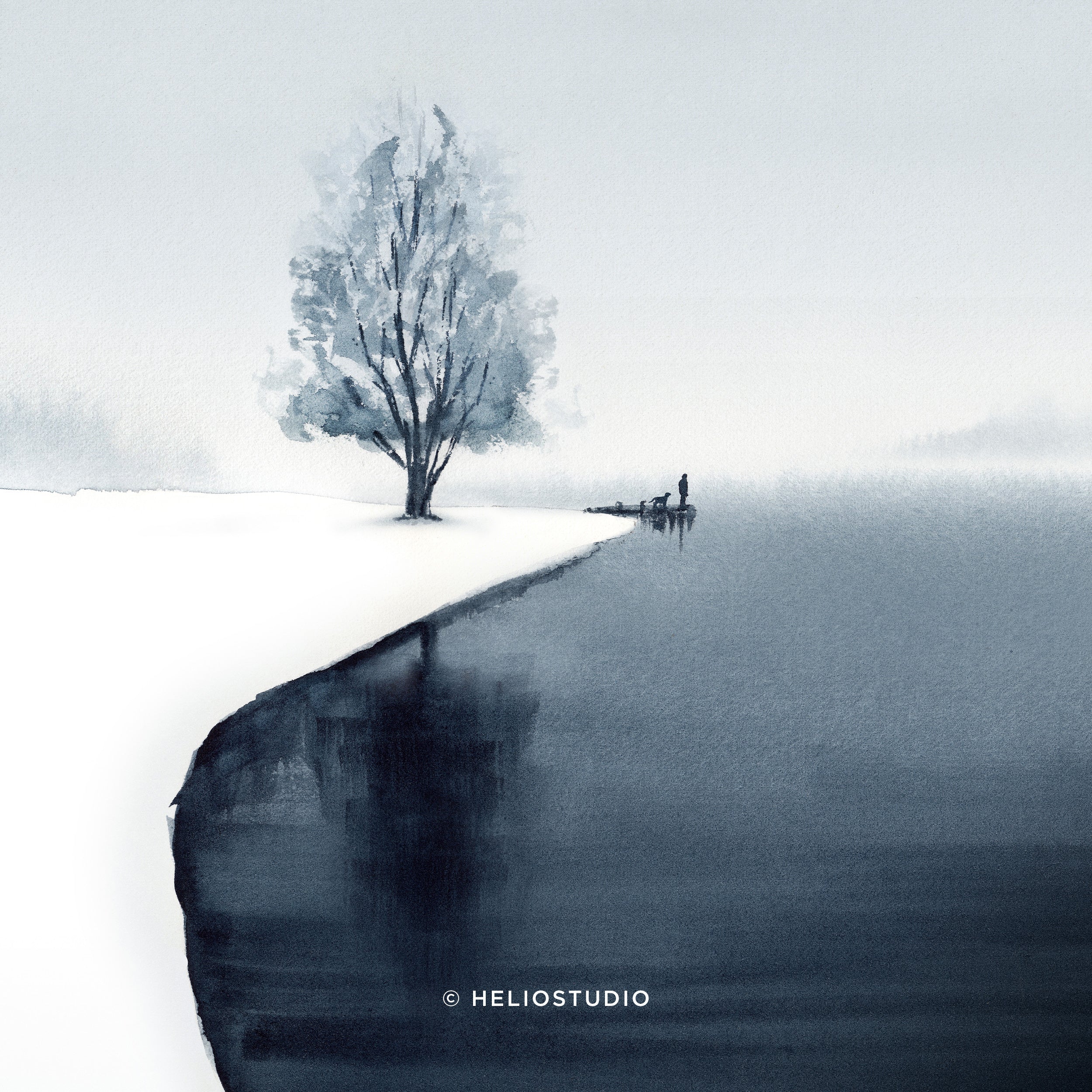 Winter Lake Walkies – Art Print