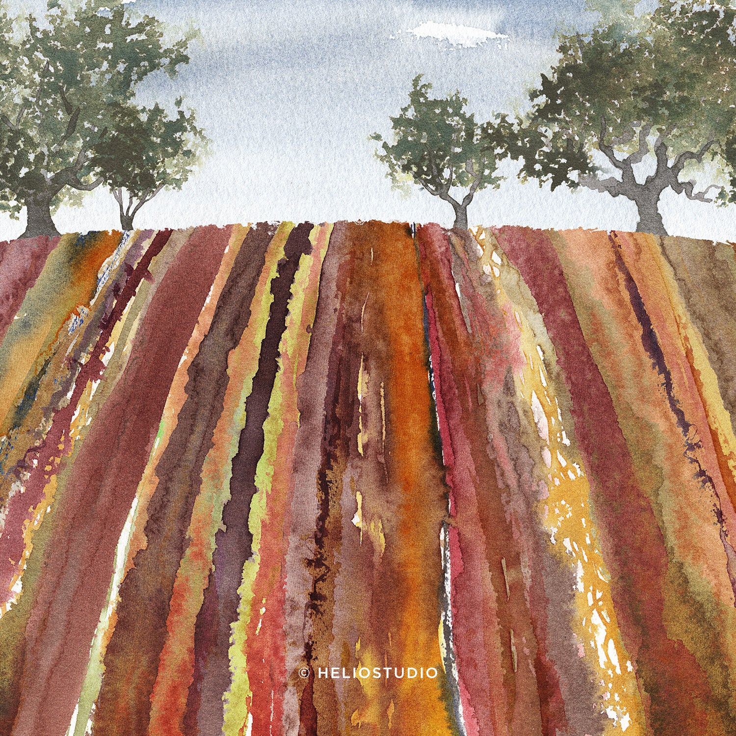 Farm Field with Trees – Square Art Print