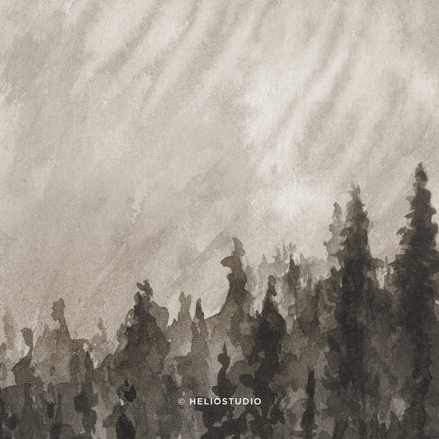 Mountain Forest in Brown – Three Piece Art Print