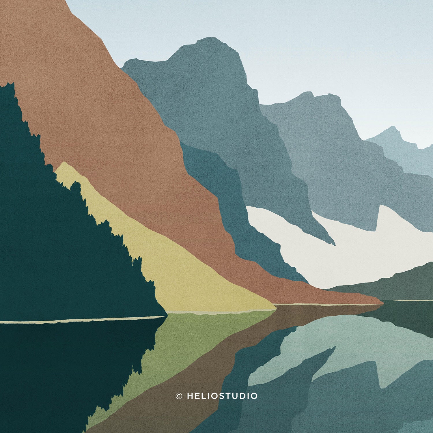 MidCentury Mountain Lake – Art Print