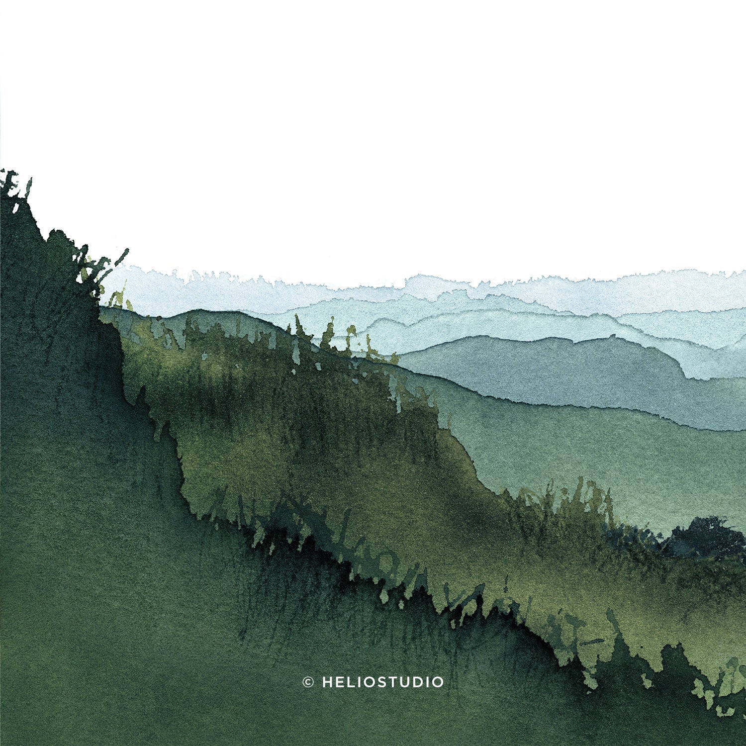 Blue Green Mountain Valley – Two Piece Art Print