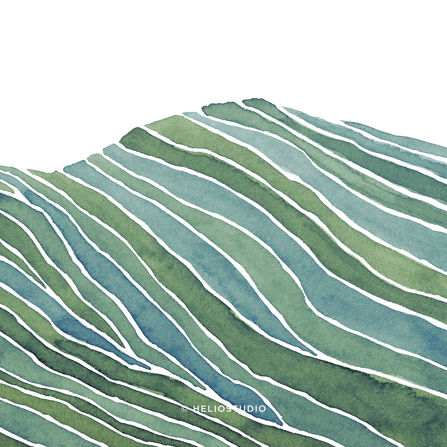 Midcentury Green Mountain Valley – Three Piece Art Print