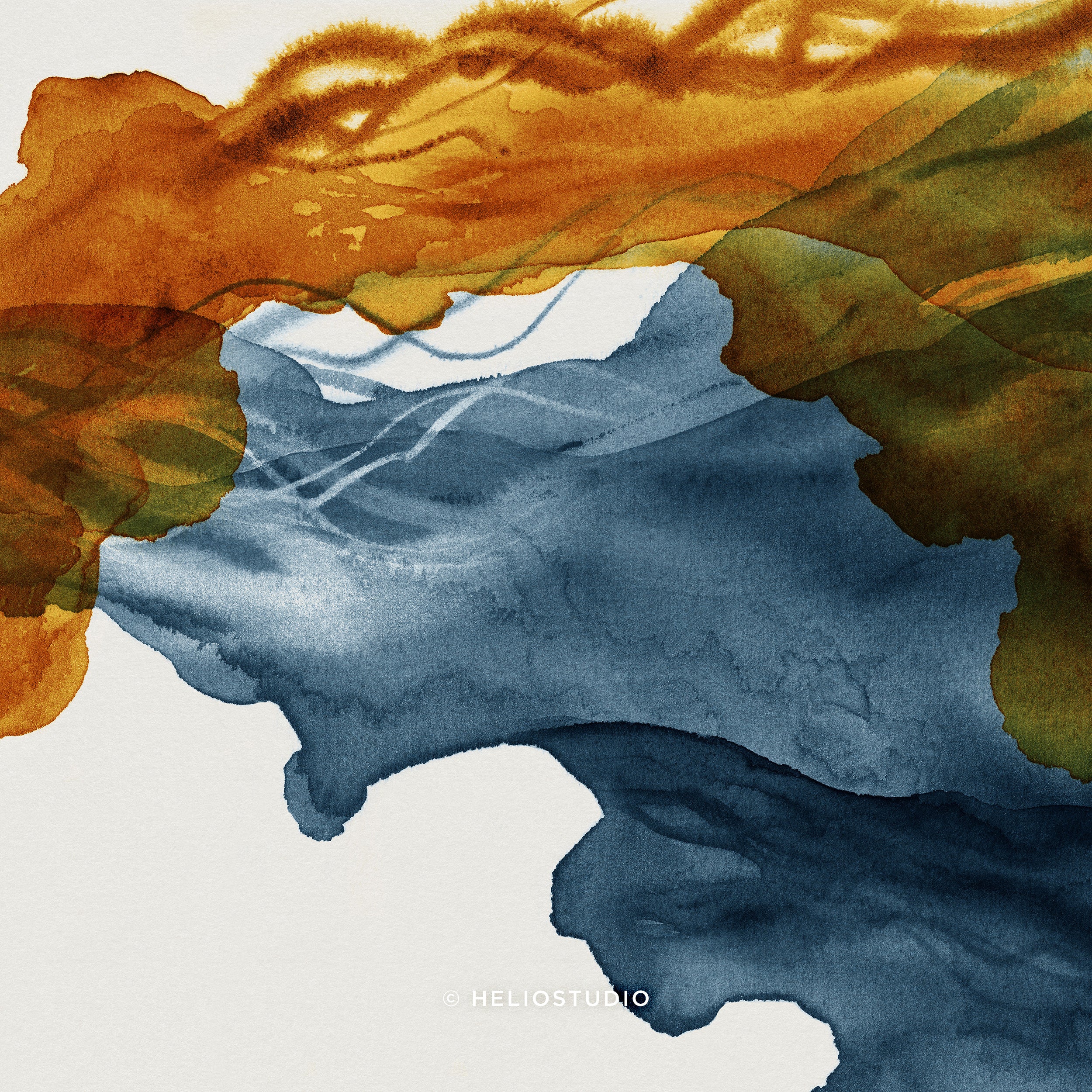 Blue Rust Abstract Flow - Art Print