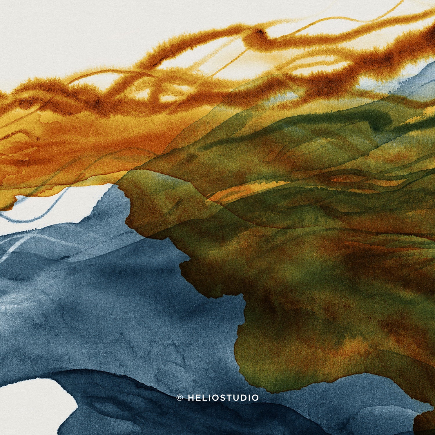 Blue Rust Abstract Flow – Three Piece Wall Art