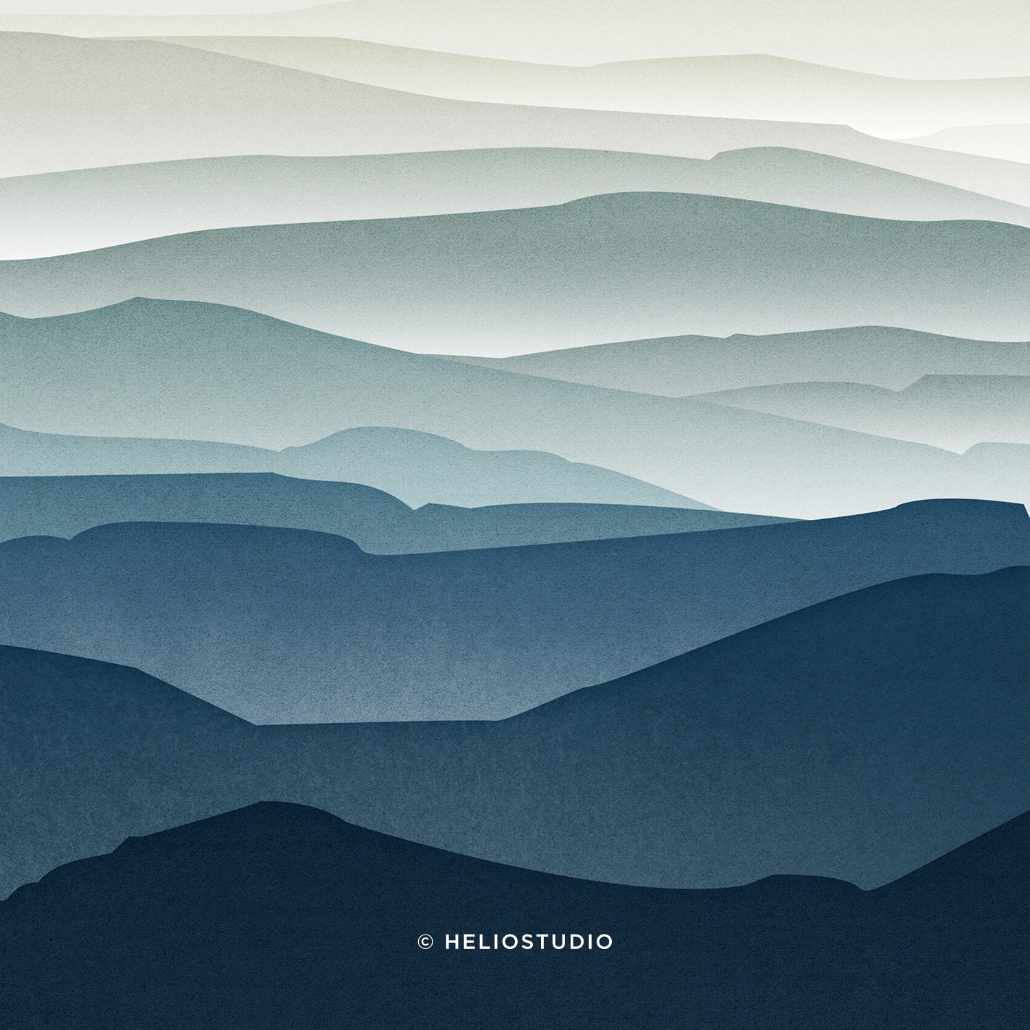 MidCentury Blue Mountain – Three Piece Art Print