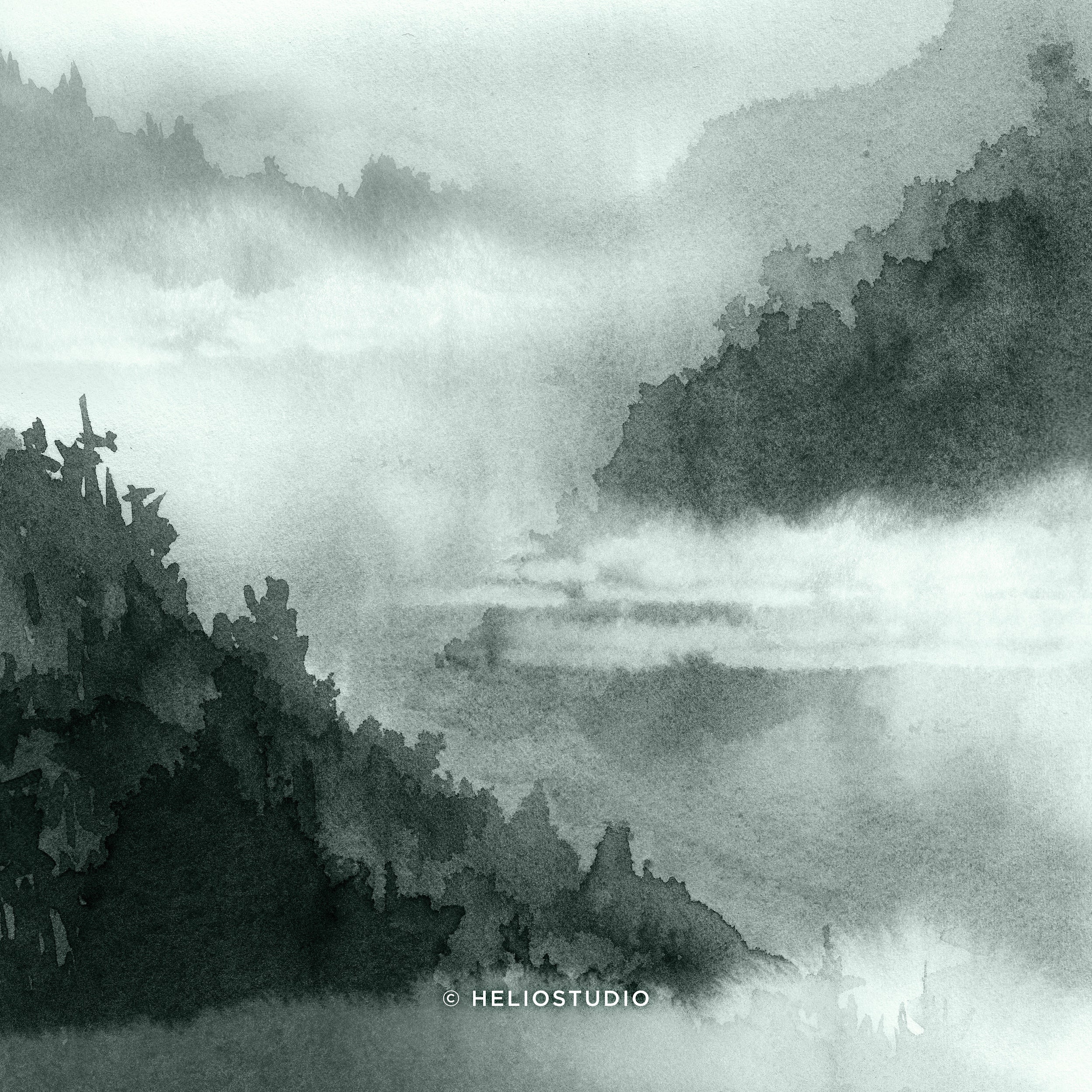 Misty Forest Mountain – Art Print