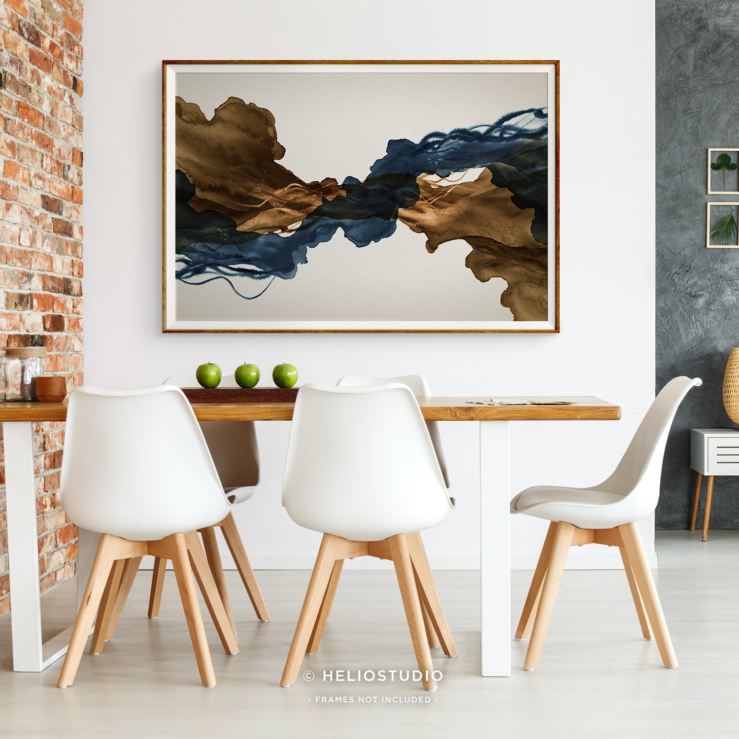 Sepia Ink Blue Abstract Flow – Art Print