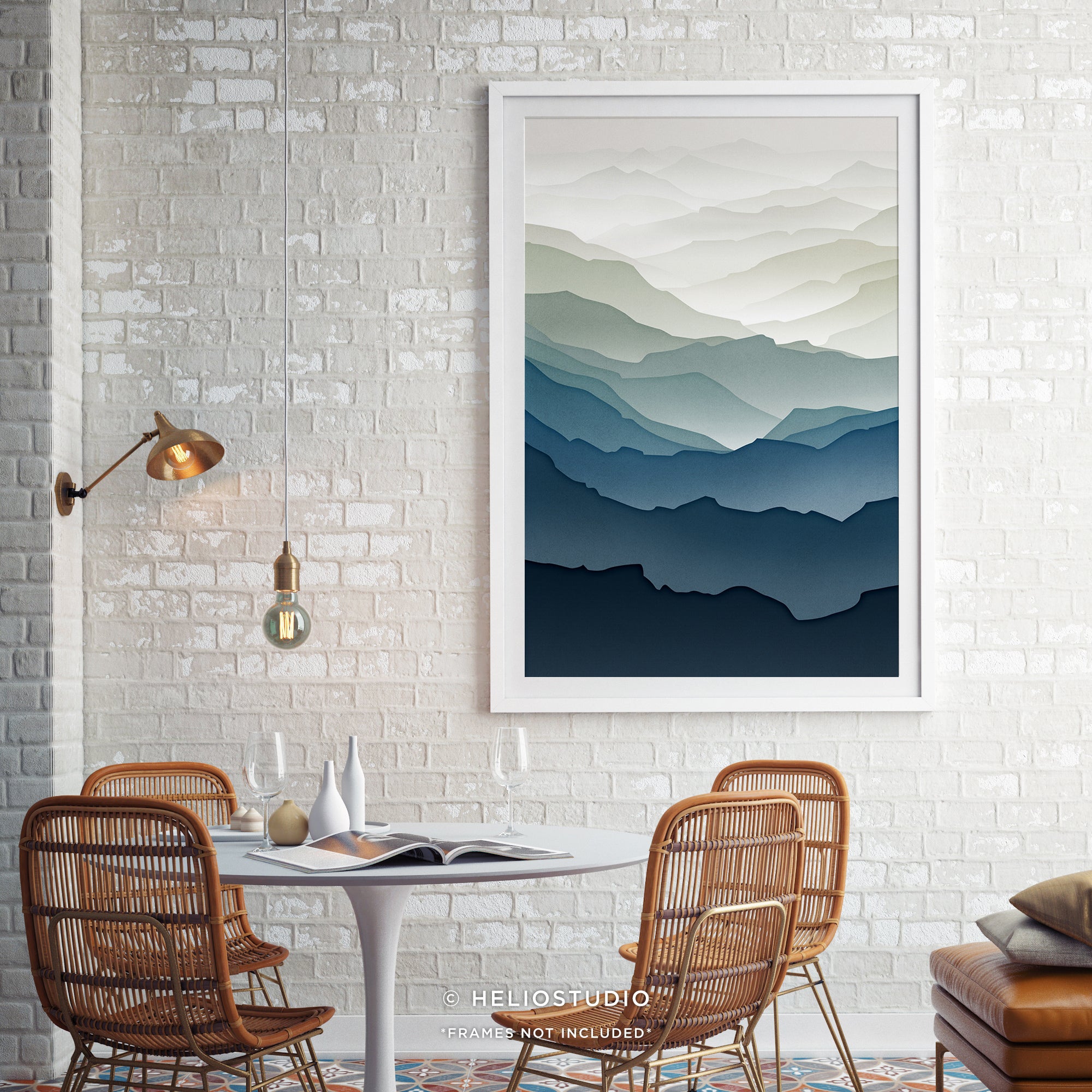 MidCentury Blue Mountain – Art Print (portrait)