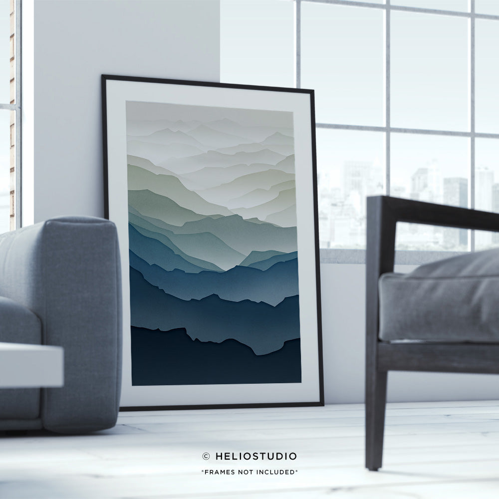 MidCentury Blue Mountain – Art Print (portrait)