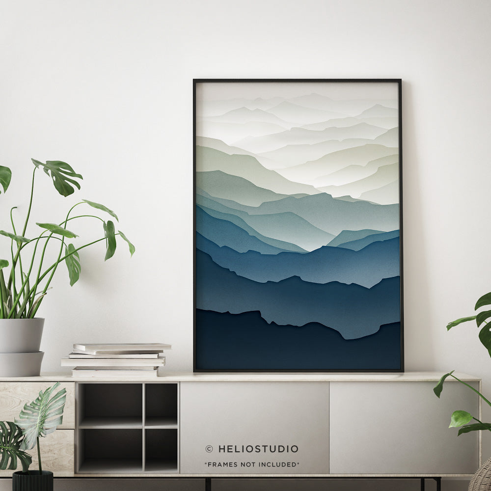 MidCentury Blue Mountain – Art Print (portrait)