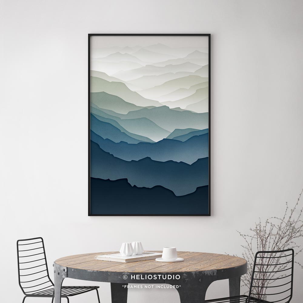MidCentury Blue Mountain – Art Print (portrait)
