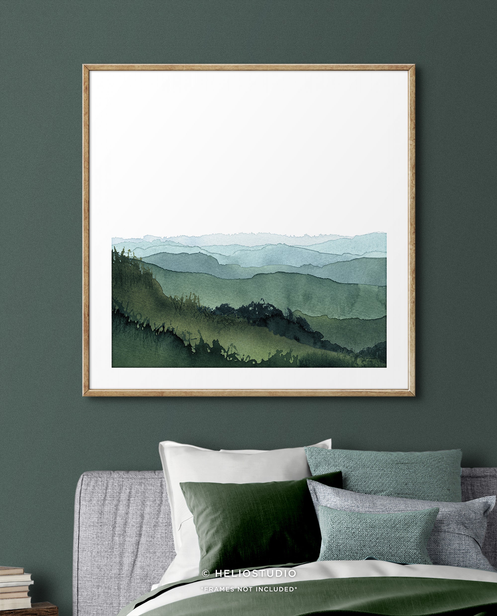 Blue Green Mountain Valley – Square Art Print