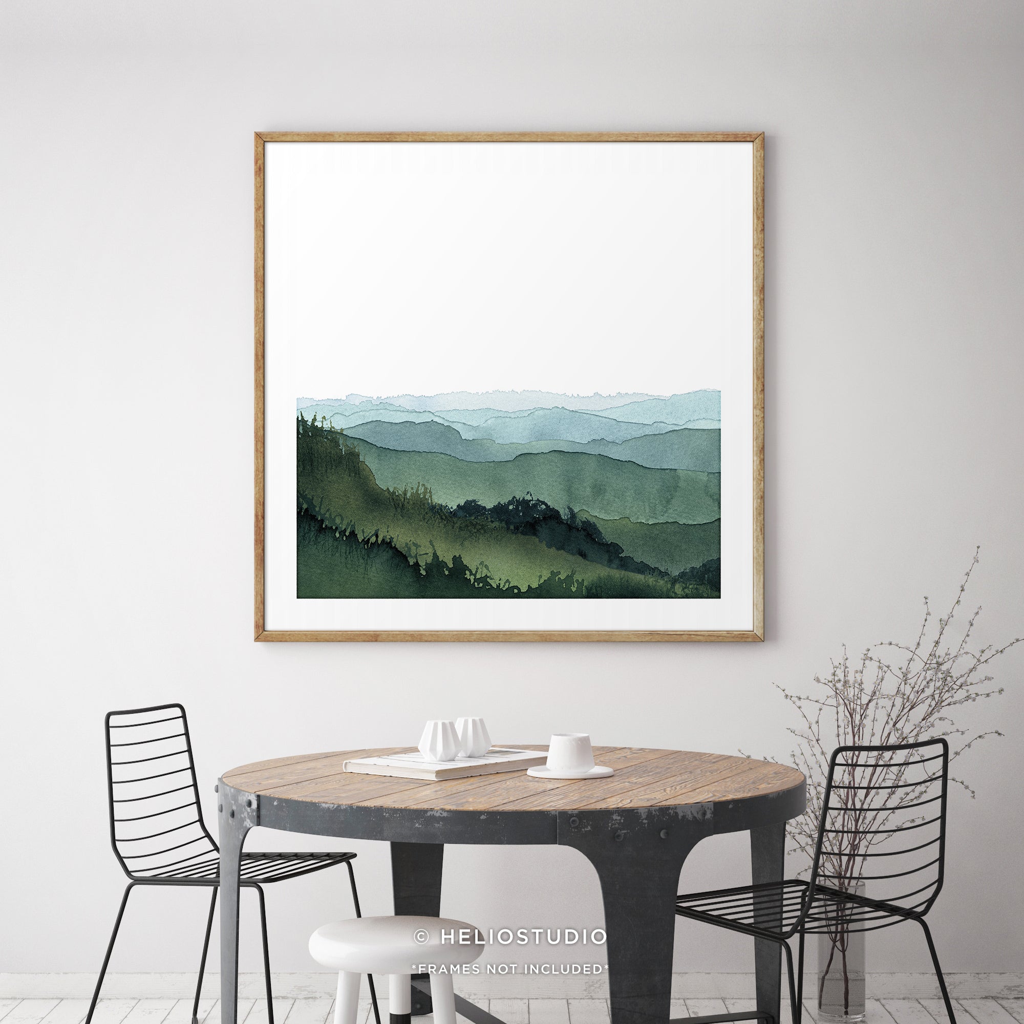 Blue Green Mountain Valley – Square Art Print