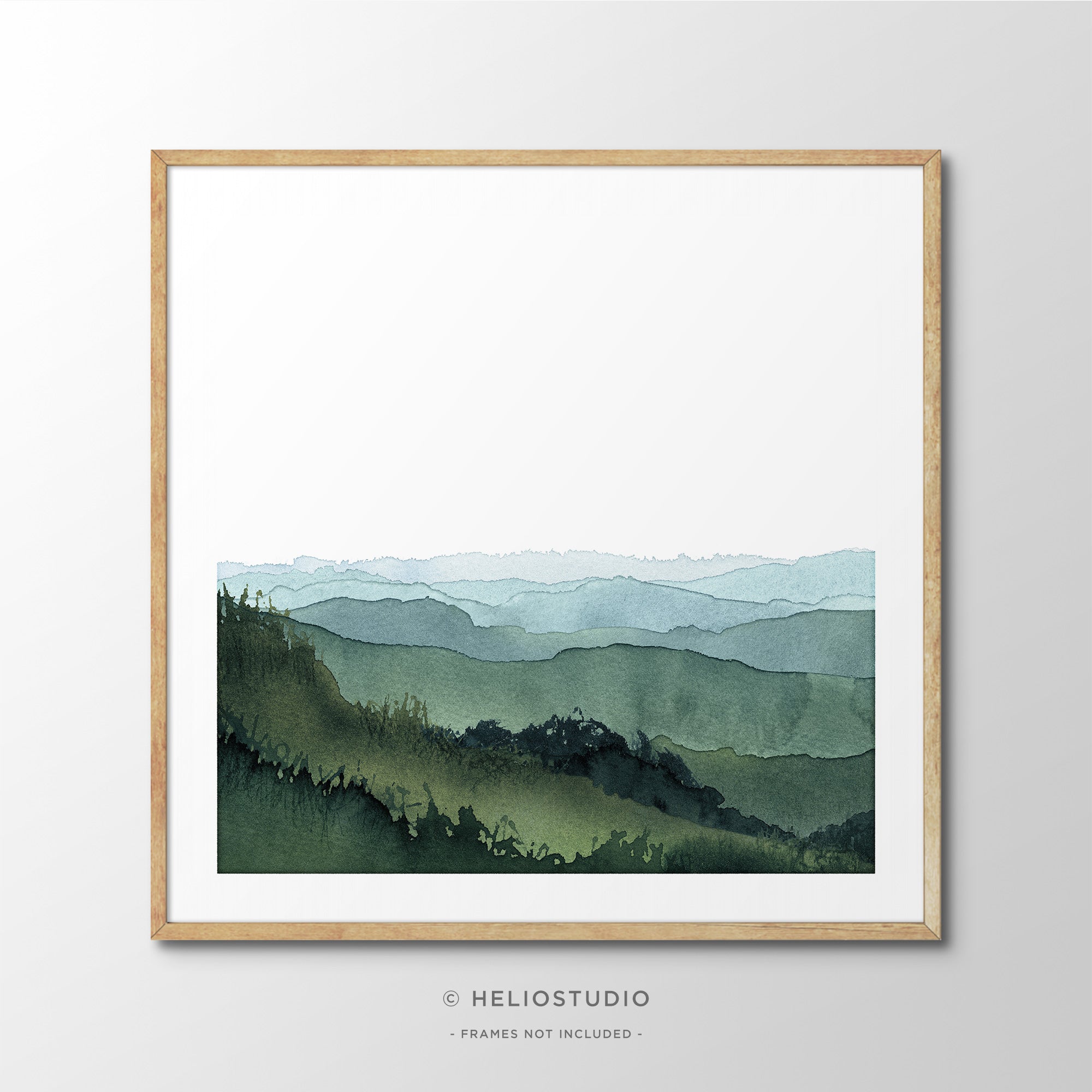Blue Green Mountain Valley – Square Art Print