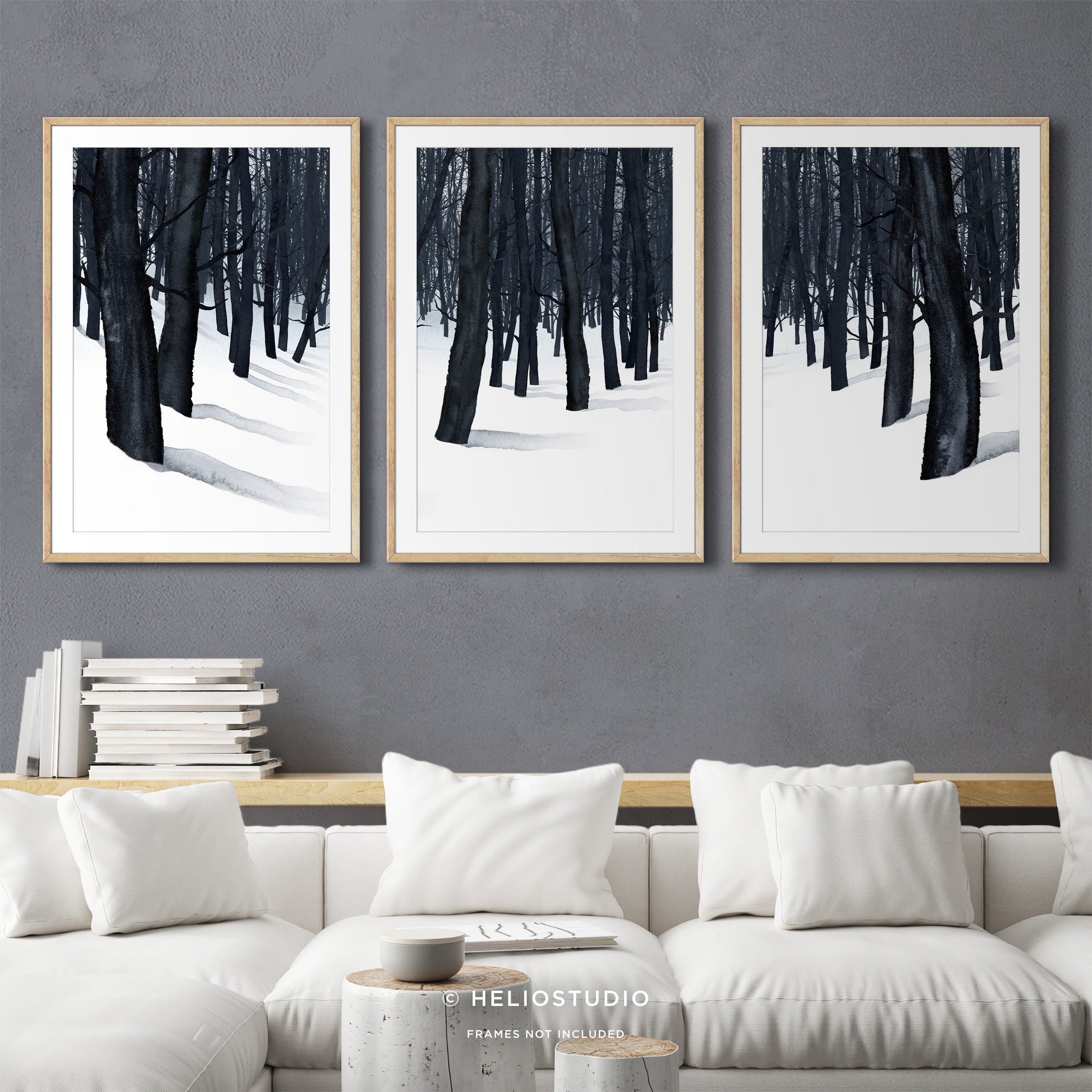 Minimalist Winter Forest – Three Piece Wall Art