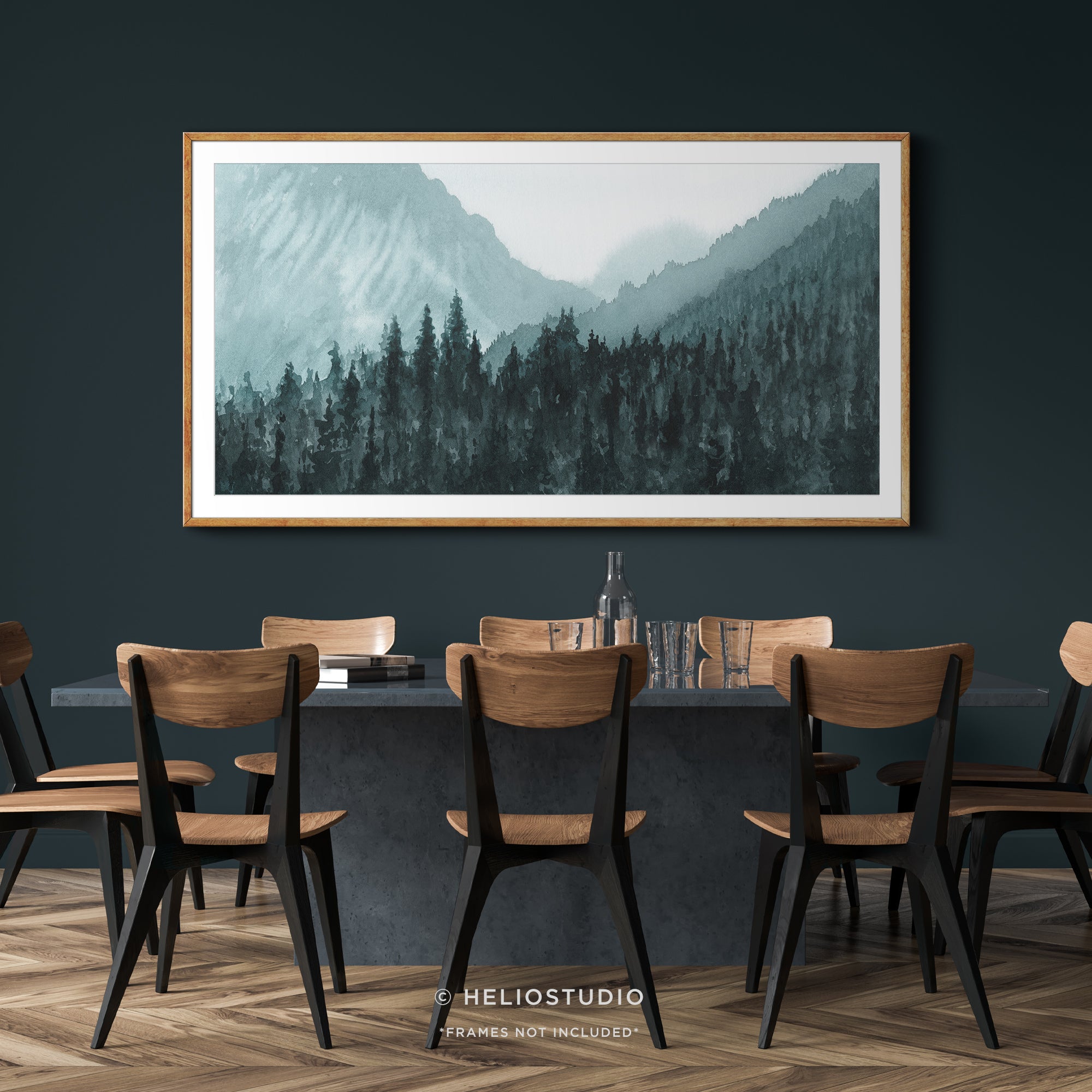 Mountain Forest in Blue – Panoramic Art Print