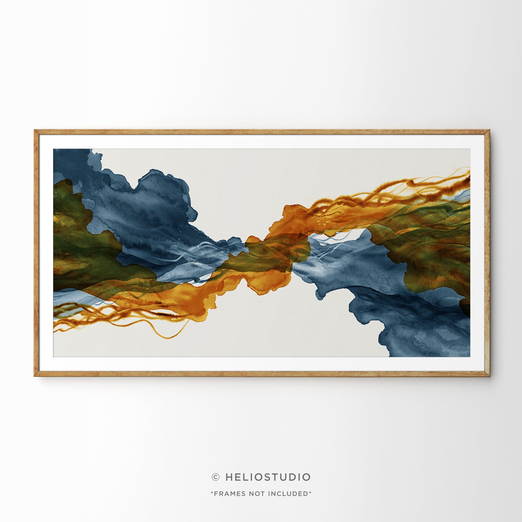 Blue Rust Abstract Flow – Panoramic Art Print