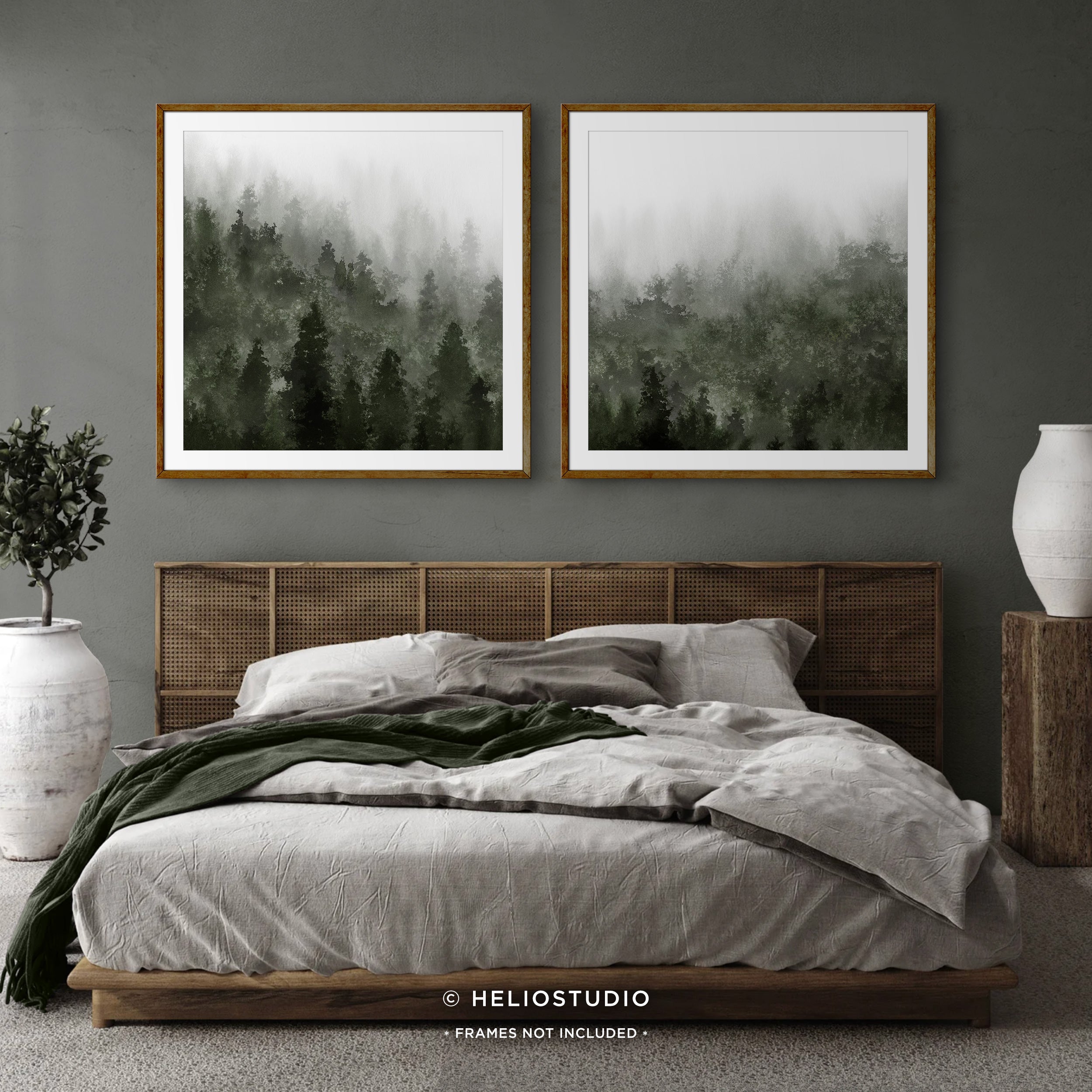 Misty Green Forest – Two Piece Art Print