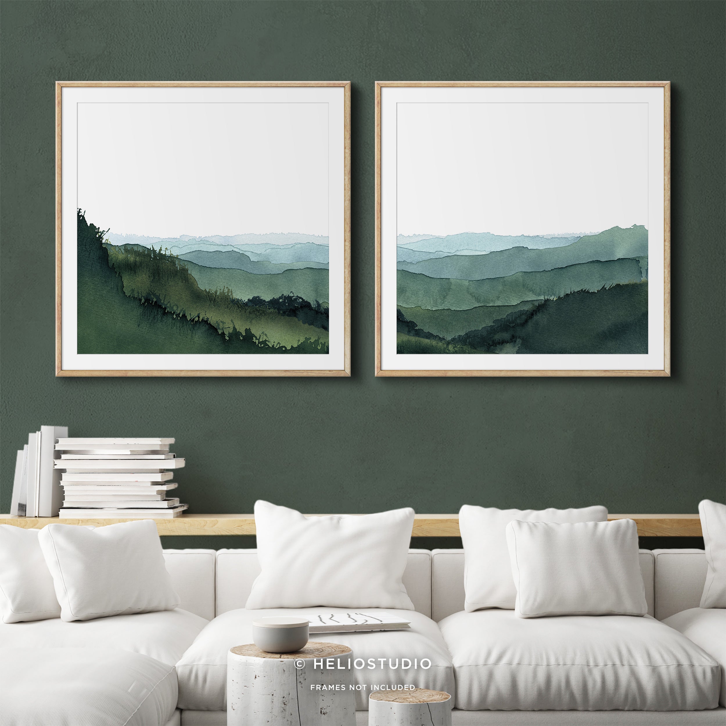 Blue Green Mountain Valley – Two Piece Art Print