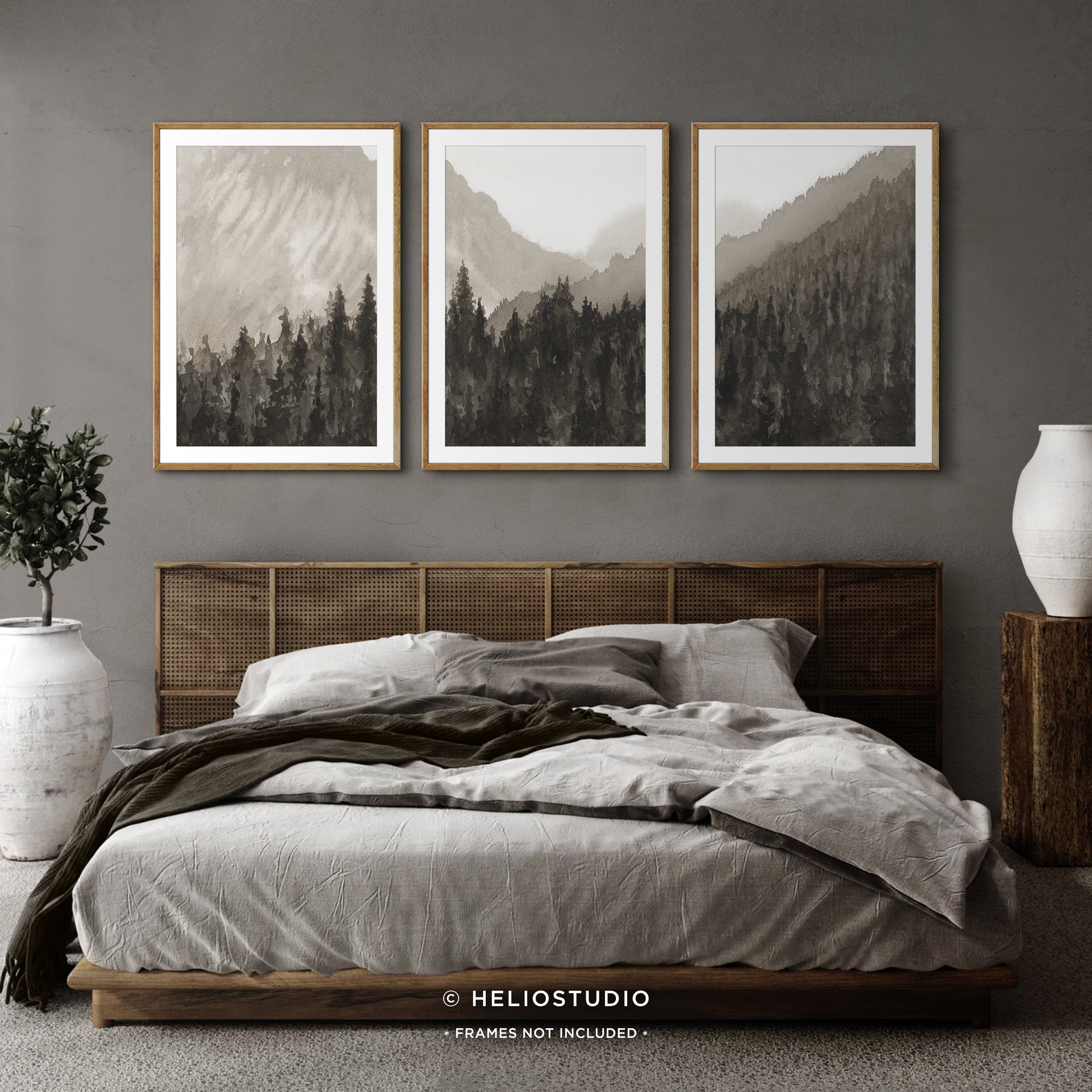 Mountain Forest in Brown – Three Piece Art Print
