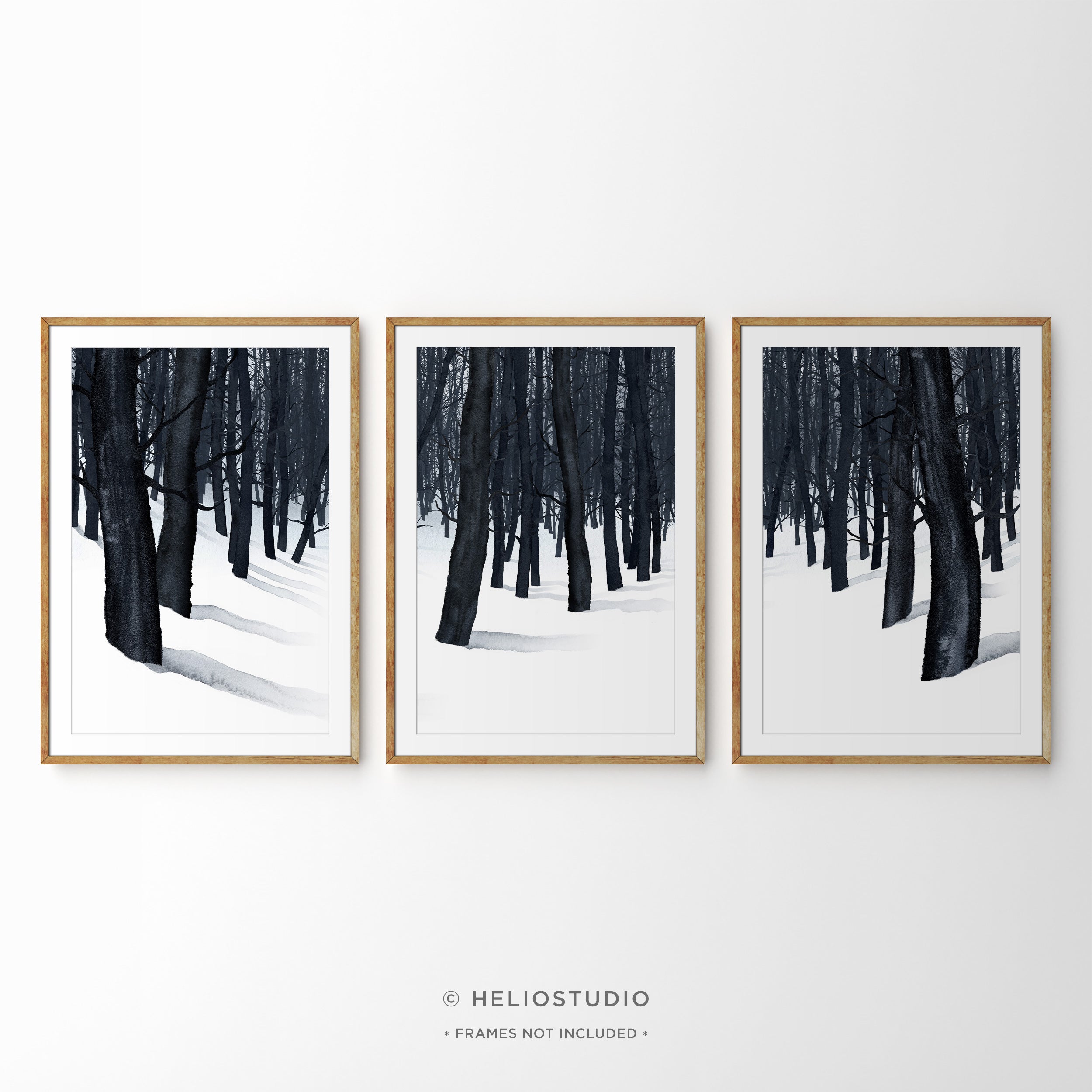 Minimalist Winter Forest – Three Piece Wall Art