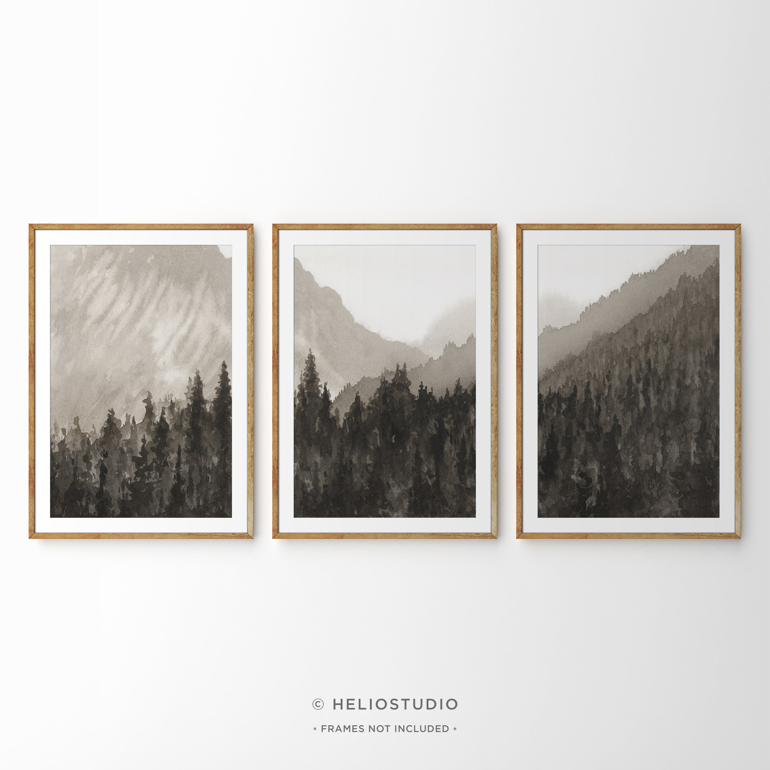 Mountain Forest in Brown – Three Piece Art Print