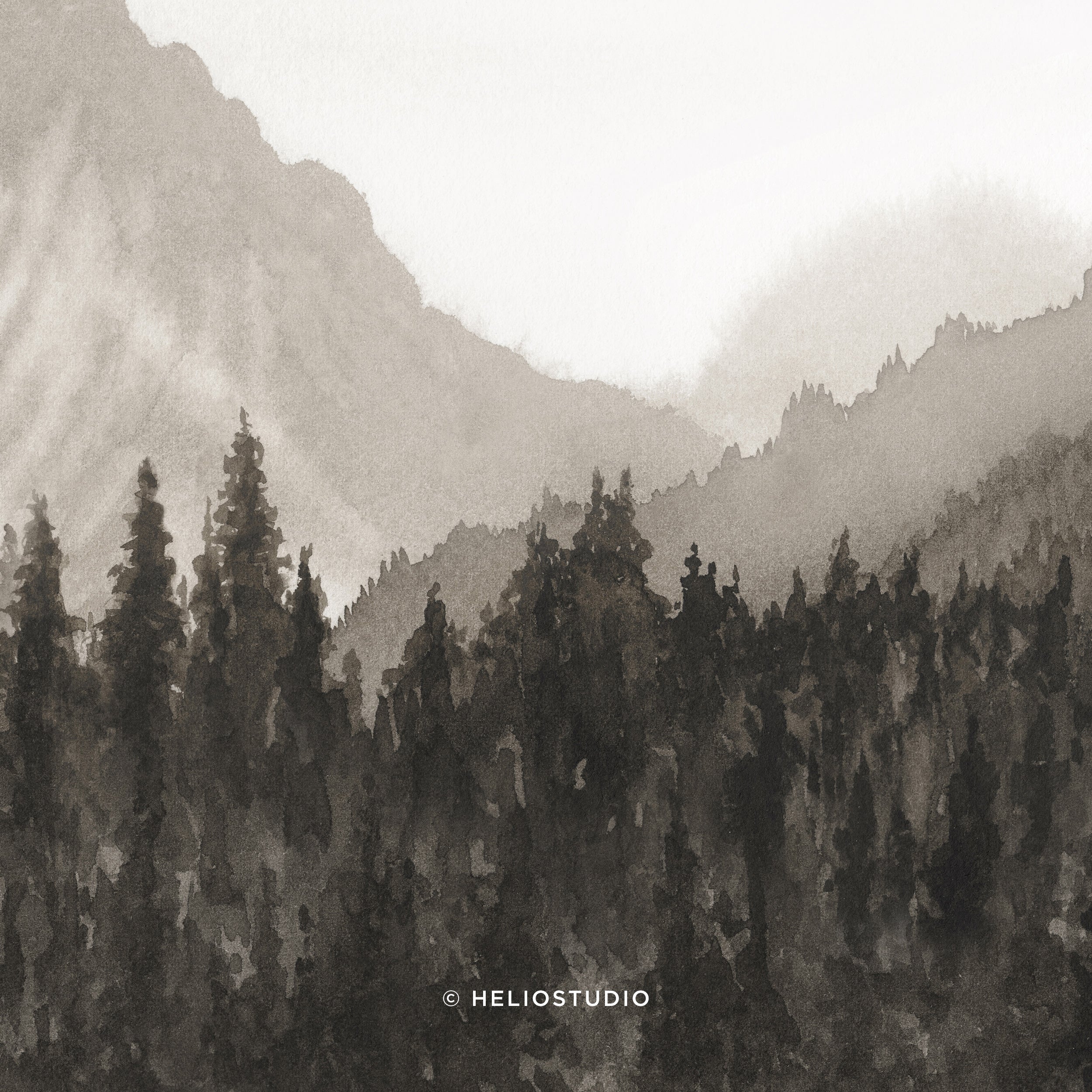 Mountain Forest in Brown – Art Print